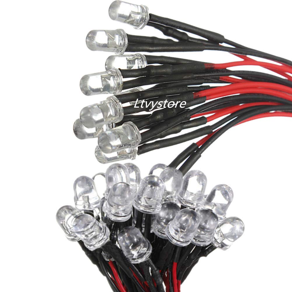 Ltvystore 30Pcs 5MM Red LED Pre Wired Lamp with Metal Clips & 9V Battery Holder - Ideal for DIY Projects