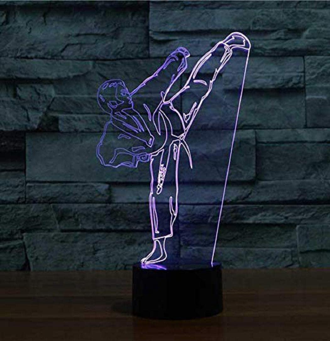 YTDZLTD 3D Taekwondo Night Light - 16 Colors, USB Power, Touch Switch, Clear Decor Lamp