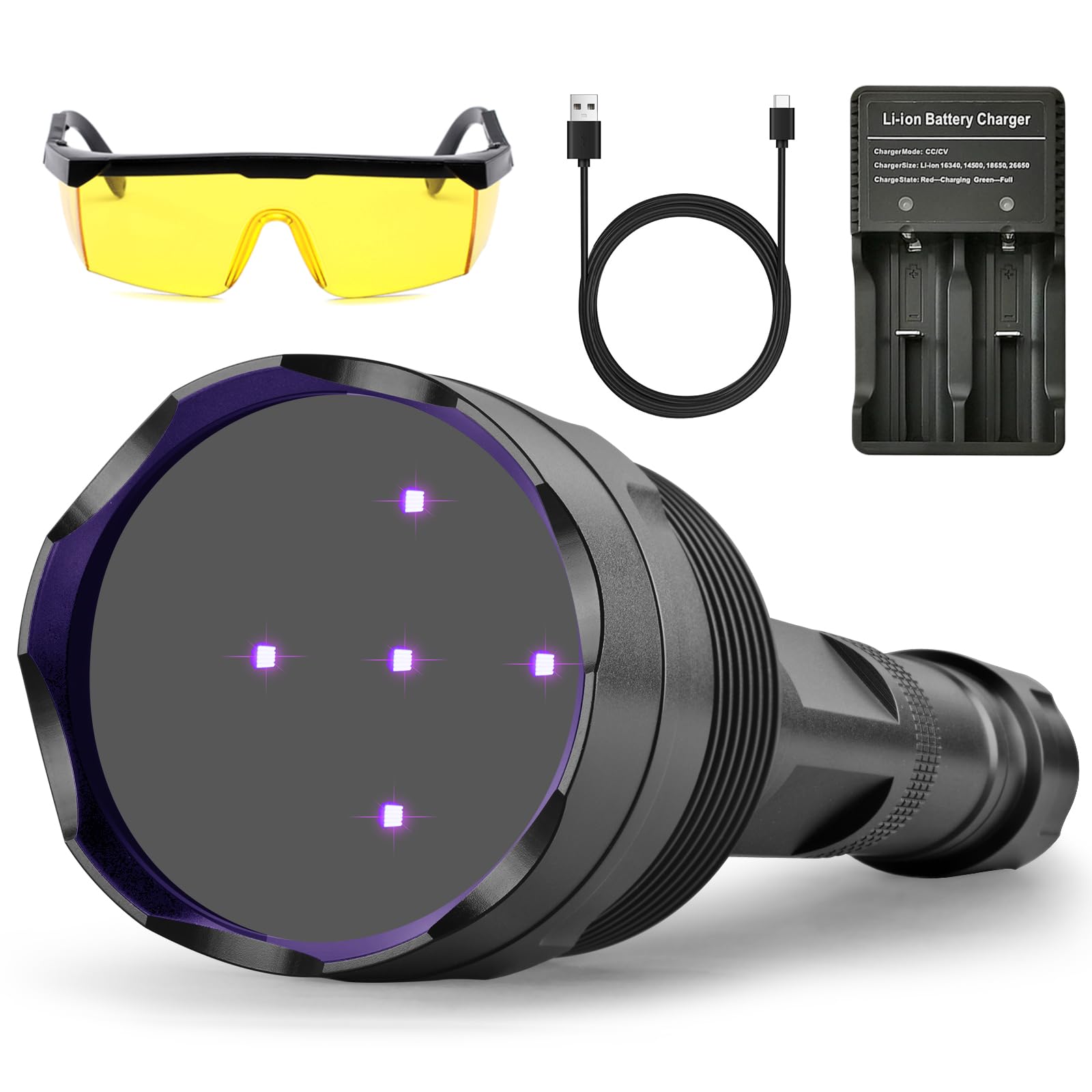 SAOPRKLER New UV Light Flashlight(365nm) High Power Upgraded UV Flashlight for Gem Identification  Scorpion Spotting  AC System Inspection and Rock Fluorescence