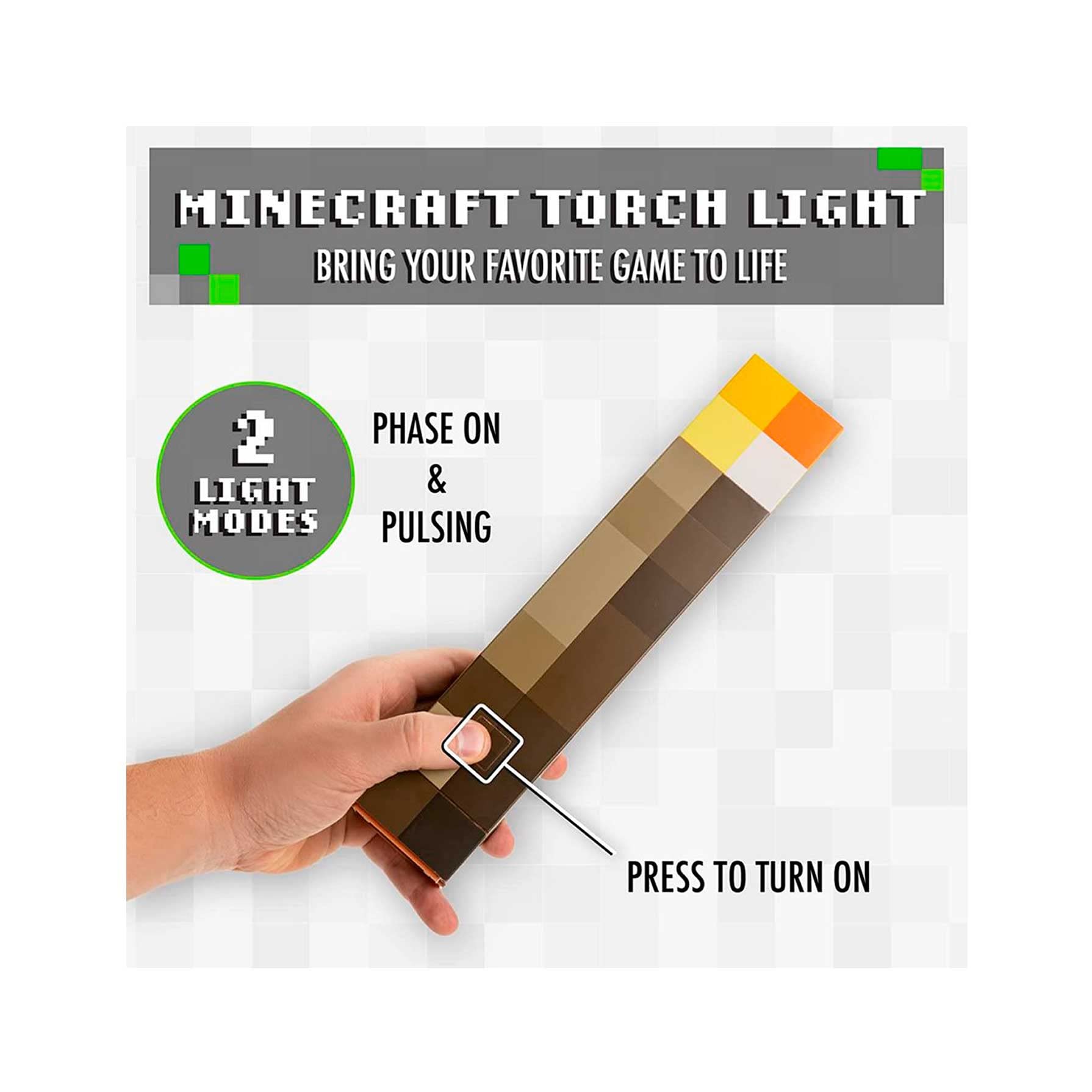 Paladone Minecraft Torch Lamp, Wall Mountable or Freestanding, Battery-Powered, Medium Size, Multicolor, Model PP9202MCF