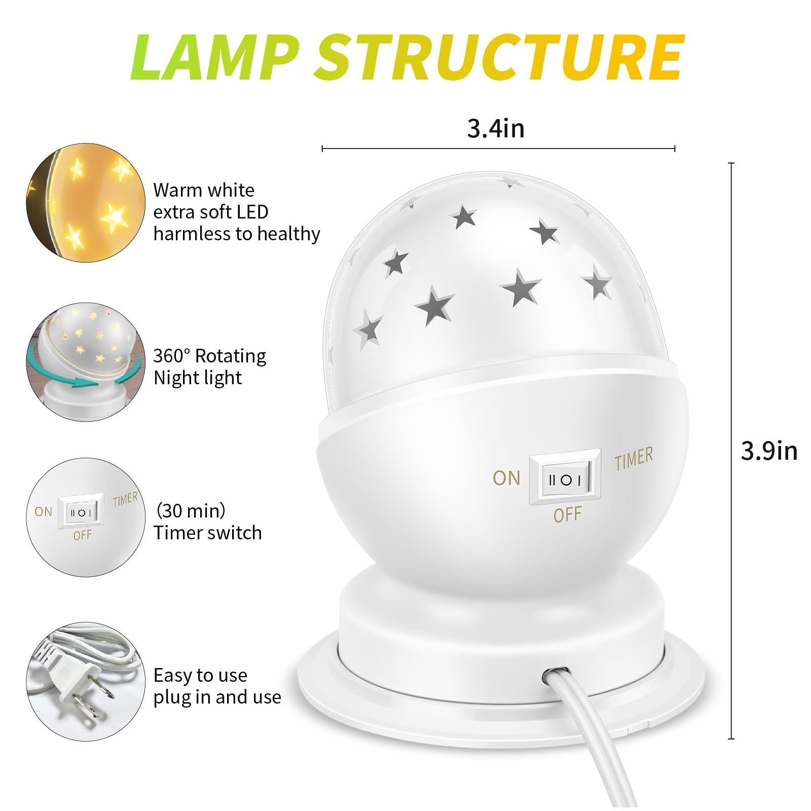 Toyunia Star Night Light for Kids Star Night Light for Kids Bedroom Girls Night Light Starry Night Light Projector Plug in Night