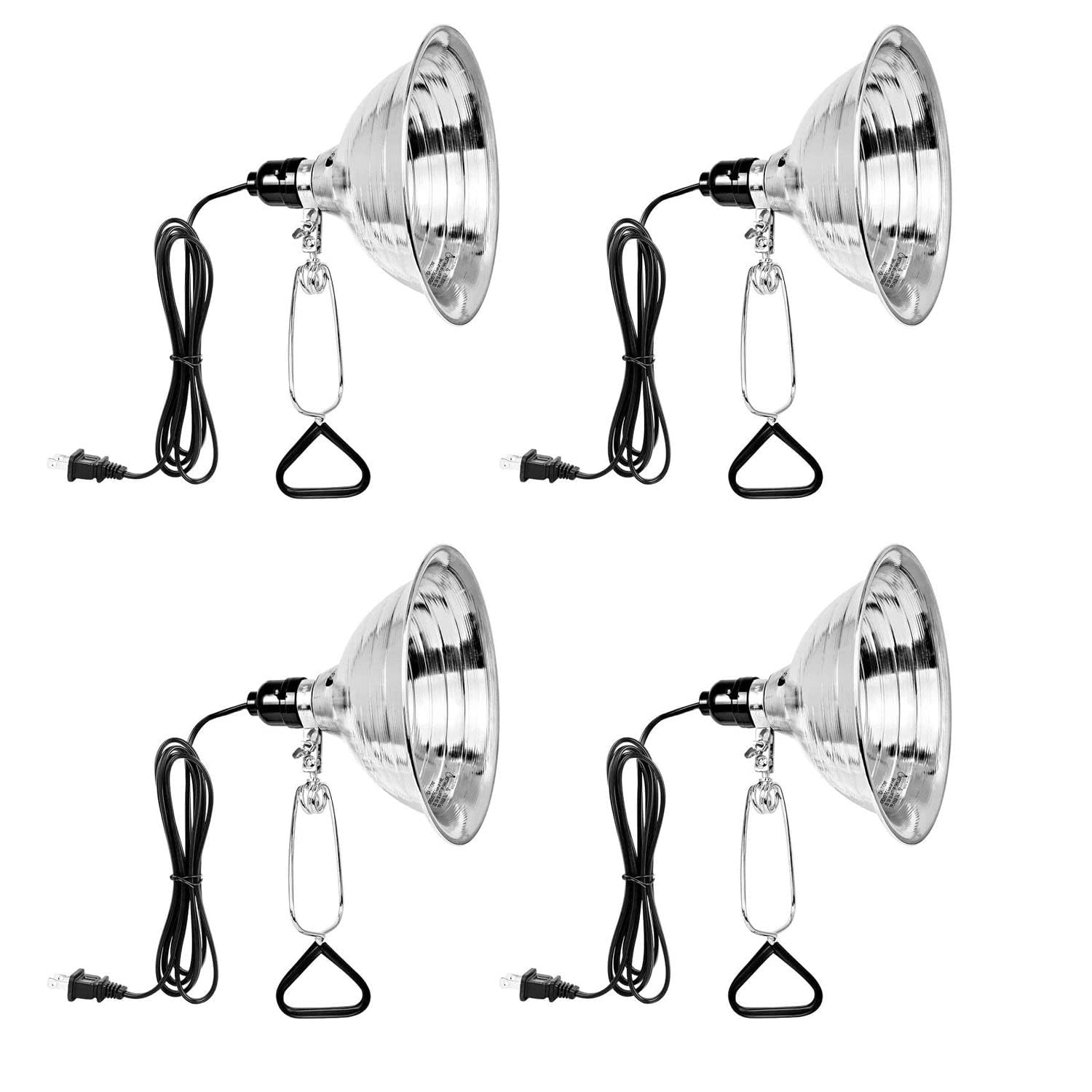 Simple Deluxe Clamp Lamp Light 150W Aluminum Reflector 8.5 Inch Black Model GP-093, 6 Feet Cord, 4 Pack