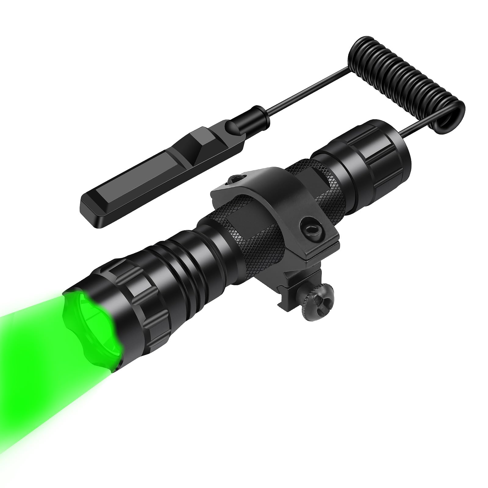 WINDFIRE Green Flashlights Predator Light LED Coyote Hog Varmint Hunting Lights Tactical Sporting Equipment Flashlight Torch with Picatinny Rail Mount  Pressure Switch
