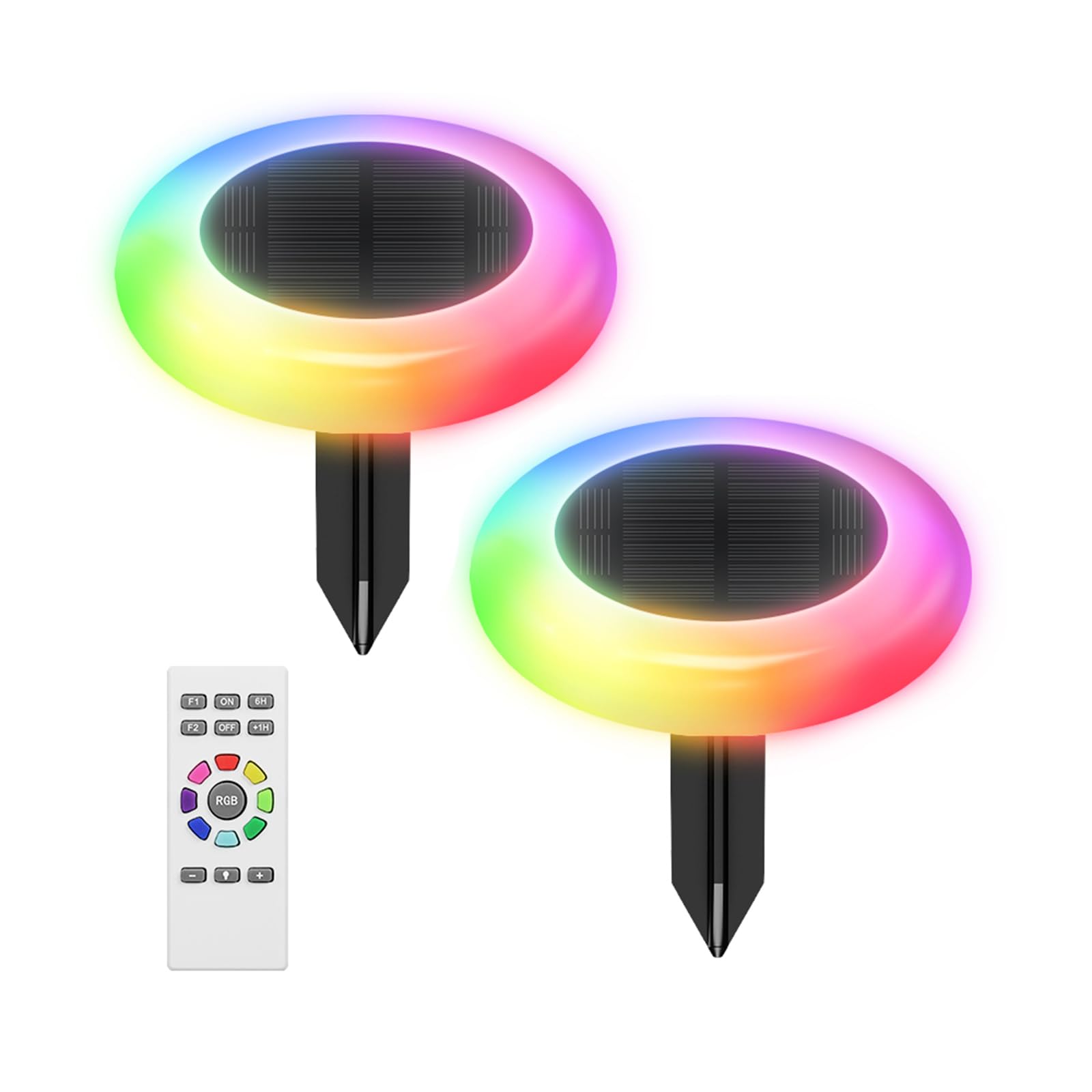 intelamp Colorful Solar Lights for Outside, 2 Pack Solar Pathway Lights Outdoor Waterproof, Color Chaning Lighting for Garden, Y