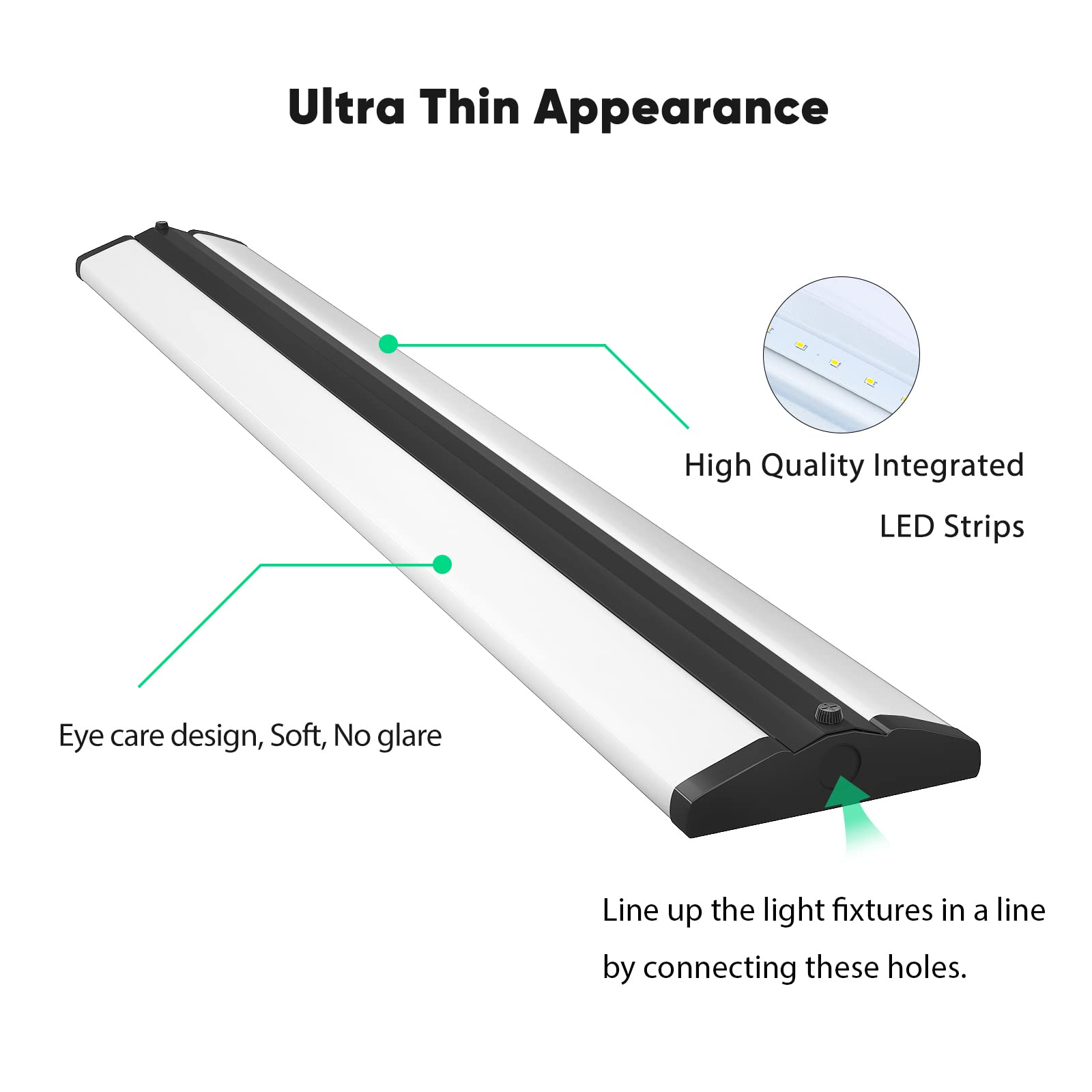 FAITHSAIL 4FT LED Wraparound Light Fixture, 50W Ultra Slim, 4000K Neutral White, 5500 Lumens, Black and White, 4 Pack
