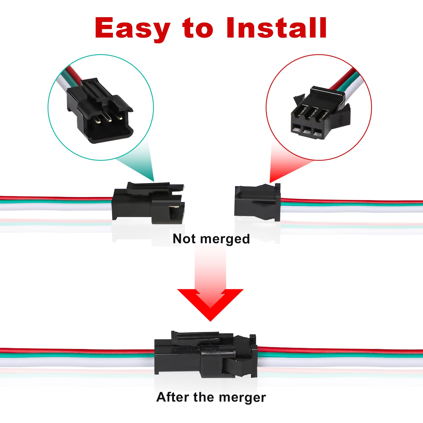 Visdoll 30 Pairs Jst Sm 3 Pin Connectors 15Cm 20Awg Wire Female/Male Led Connector For Ws2812B Ws2811 Ws2812 Ws2814 Sk6812 Cct Led Strip Light