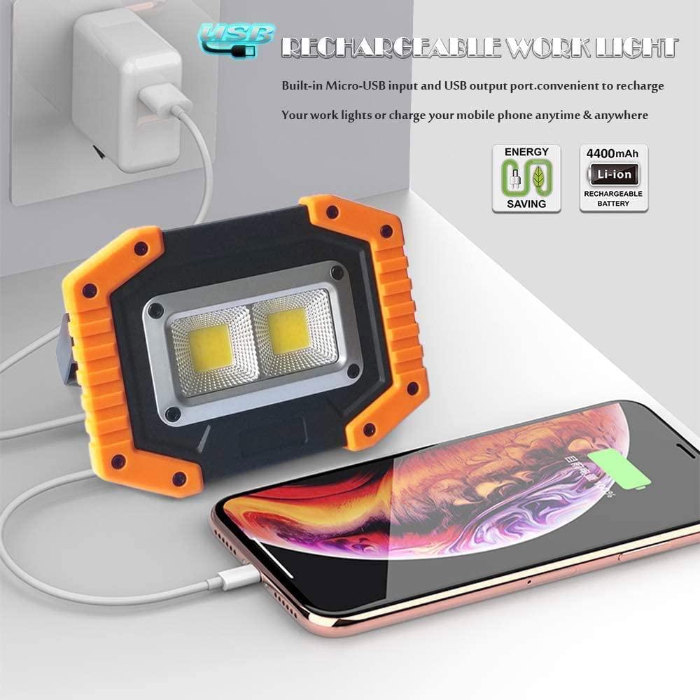OTYTY LED Work Light - Rechargeable Portable Flood Light, Magnetic, Yellow, Model W840, 2 Pack
