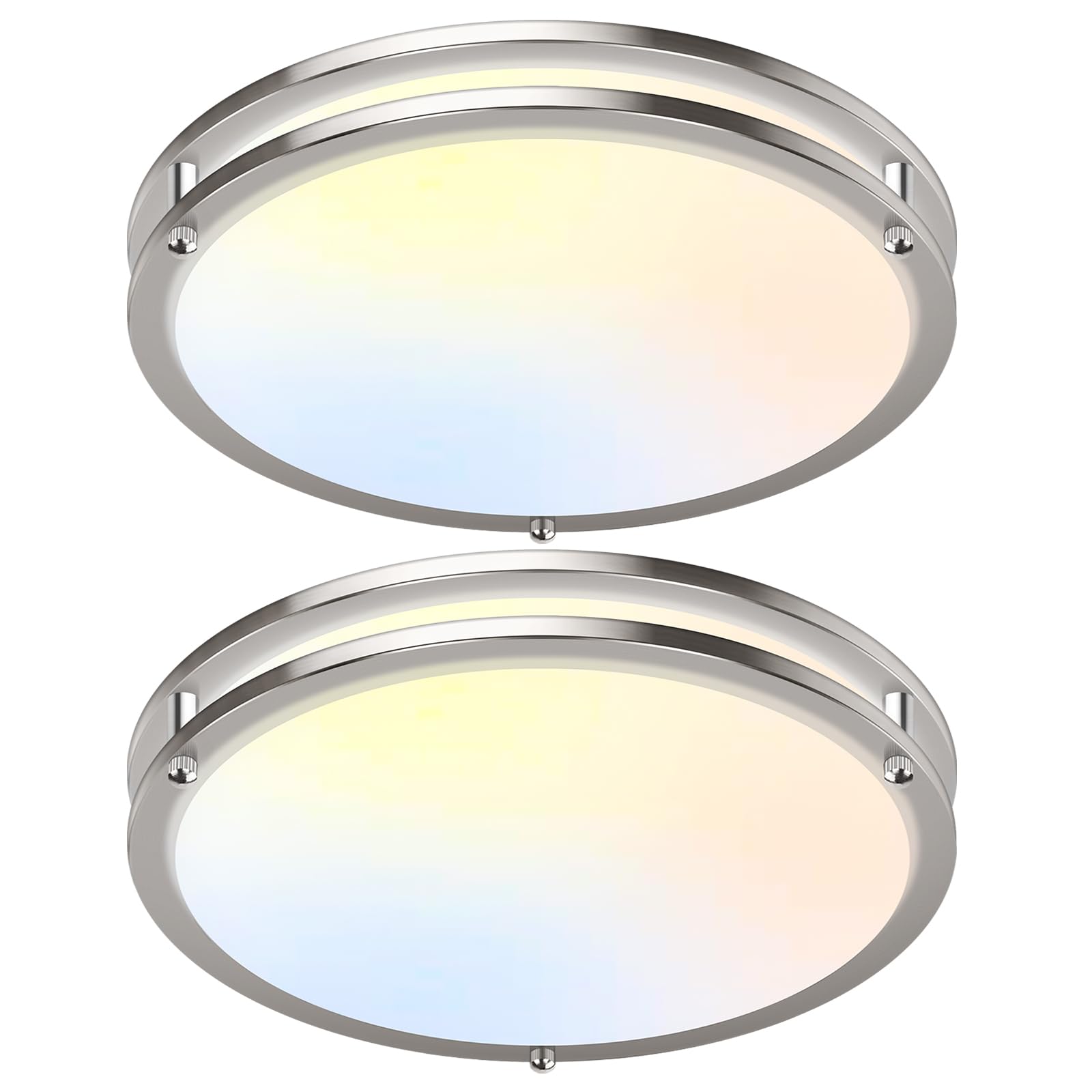 16 Inch 50W LED Ceiling Lights, Dimmable Brushed Nickel Flush Mount Ceiling Light, 2700K/3000K/4000K/5000K/6500K Adjustable, 540