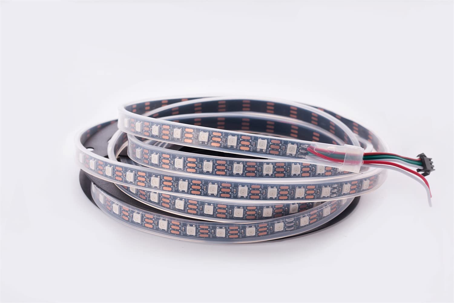 Adresuno Ws2811 Ic Ws2812B Led Strip 60Pixels/M 16.4Ft 300Leds Waterproof Ip67 Black Pcb