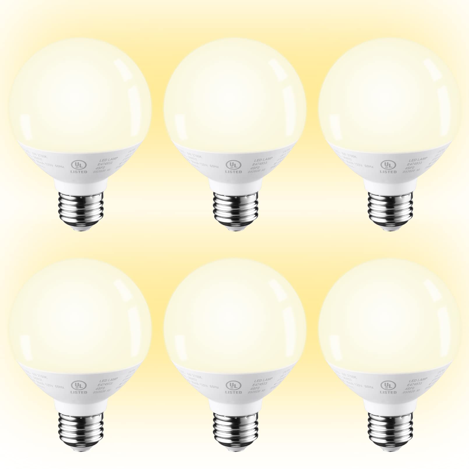 TORCHSTAR Vanity Globe Light Bulbs G25 LED for Bathroom Mirror Decorative, 6W Equivalent 40W, UL & Energy Star Listed, Dimmable, 450 LM, E26 Round Frosted Decorative Bulb, 2700K Soft White, Pack of 6