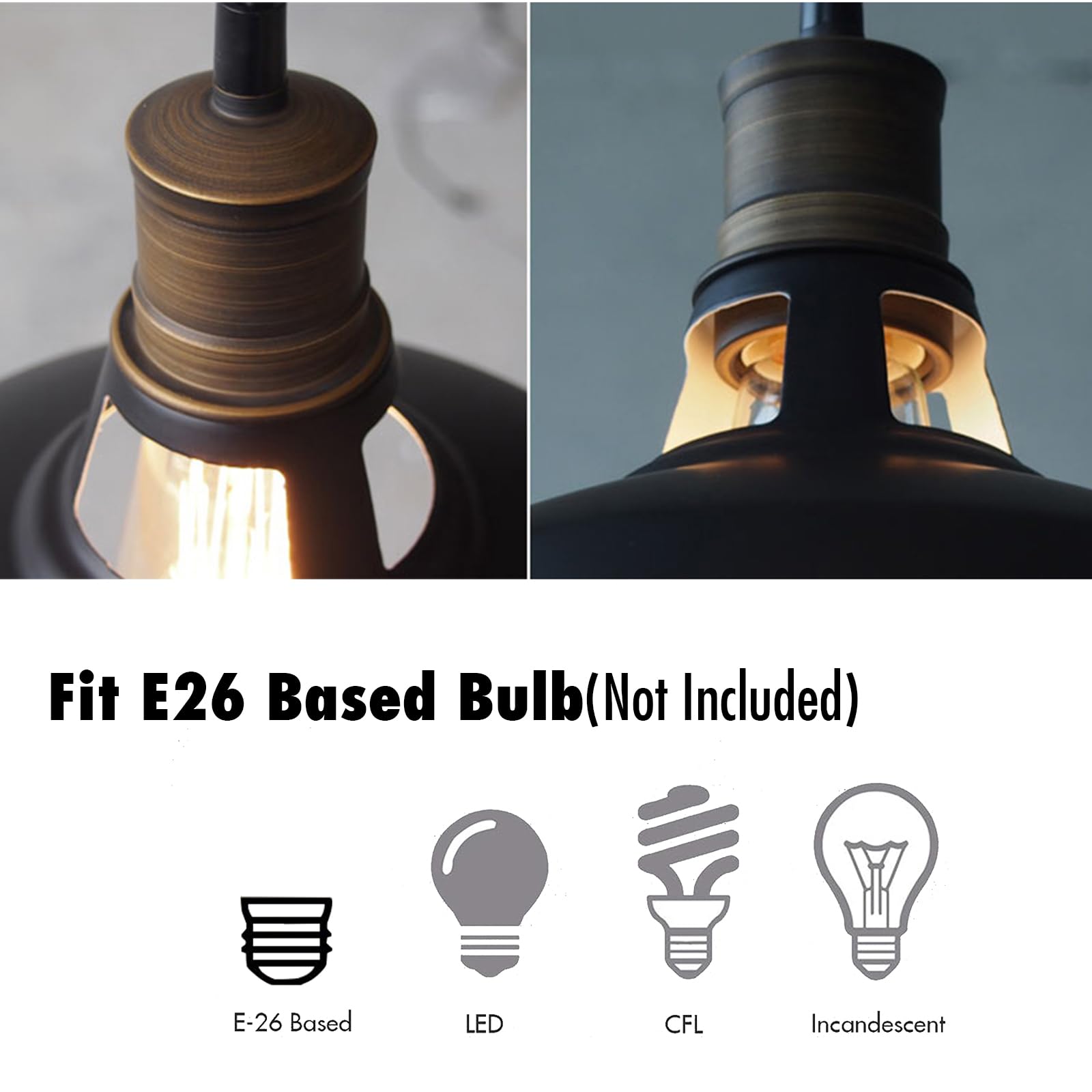 CLAXY Adjustable Plug-in Pendant Light Fixture Set of 2, Black Metal with On/Off Switch, 197-inch Cord, Model T2926DU-C-2