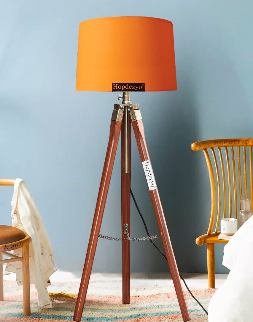 Hopdezyo E27 LED Italian Crafter Home Decor Floor Lamp for Living Room Bedroom Office, Holder & Lamp, Orange Shade Pack of 1