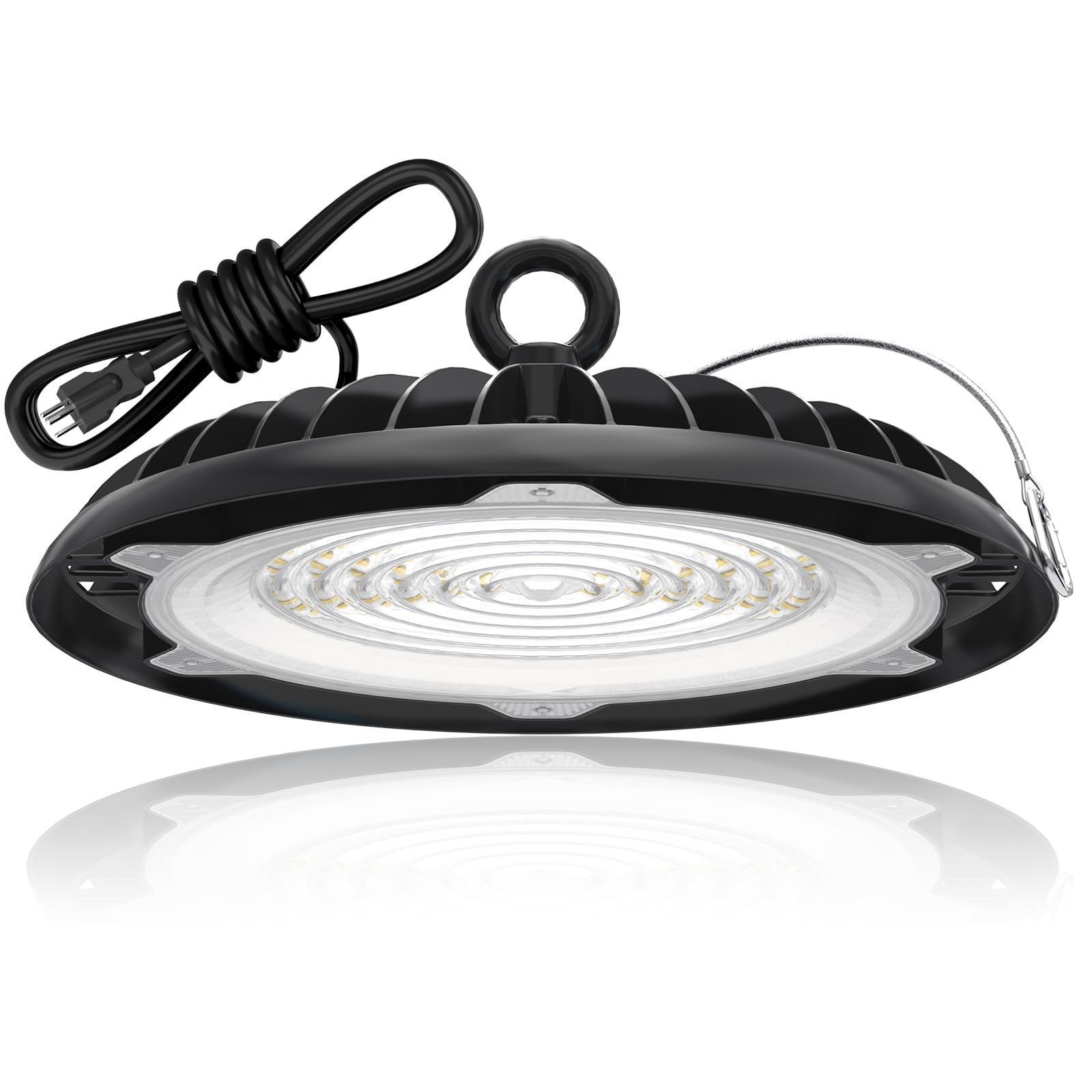 HYPERLITE LED High Bay Light: 150W UFO Lights 18000LM 5000K IP65 120V Led High Bay Lights with 6ft Power Cord for Barn Shop Gara