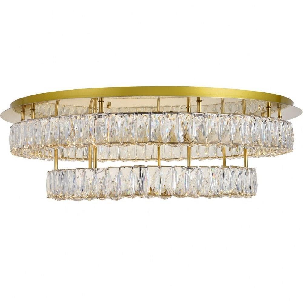 Elegant Lighting Indoor Modern Home Decorative Bright Monroe LED Light Gold Flush Mount Clear Royal Cut Crystal