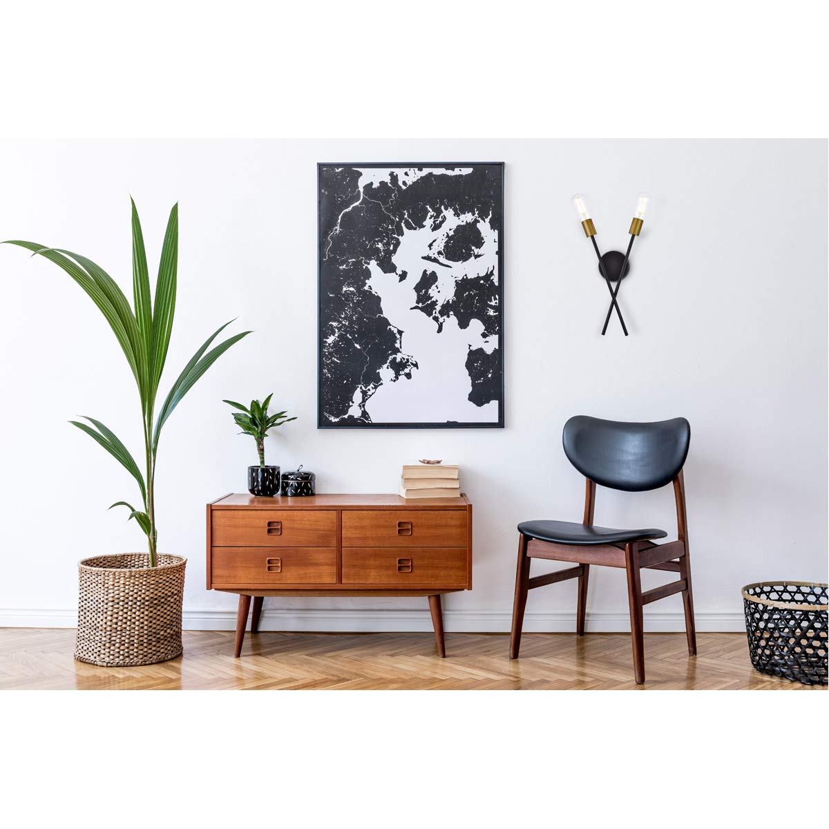 Living District Modern Home Decorative Armin 2 Lights Wall Sconce in Black with Brass