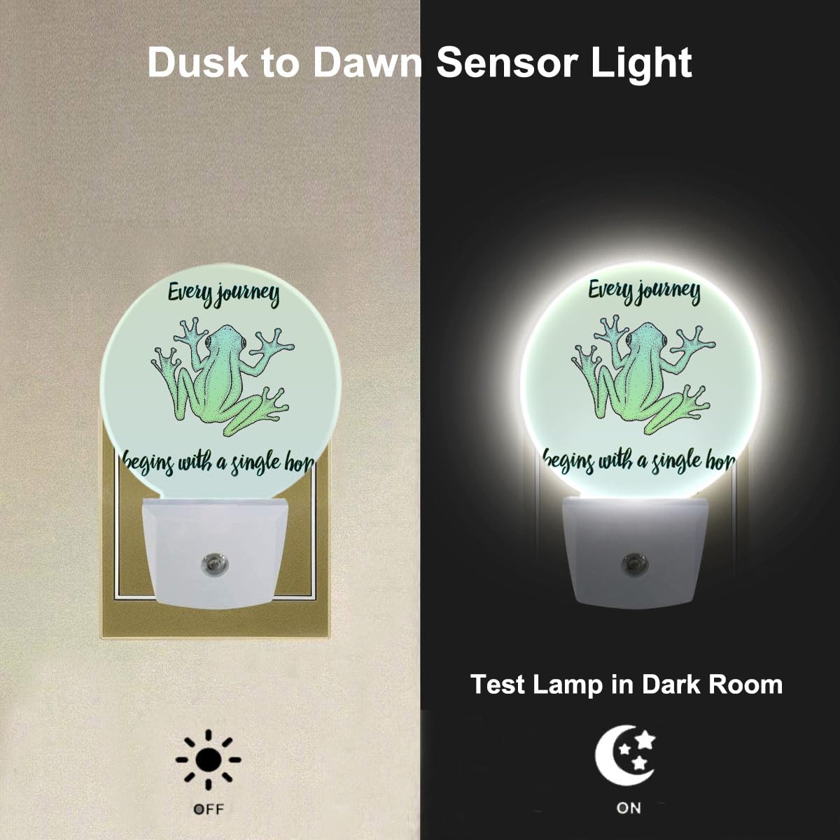 Uanvaha Funny Frog Night Light Every Journey Begins With A Single Jump Night Lights Plug Into Wall For Boys Girls, Led Lamp For