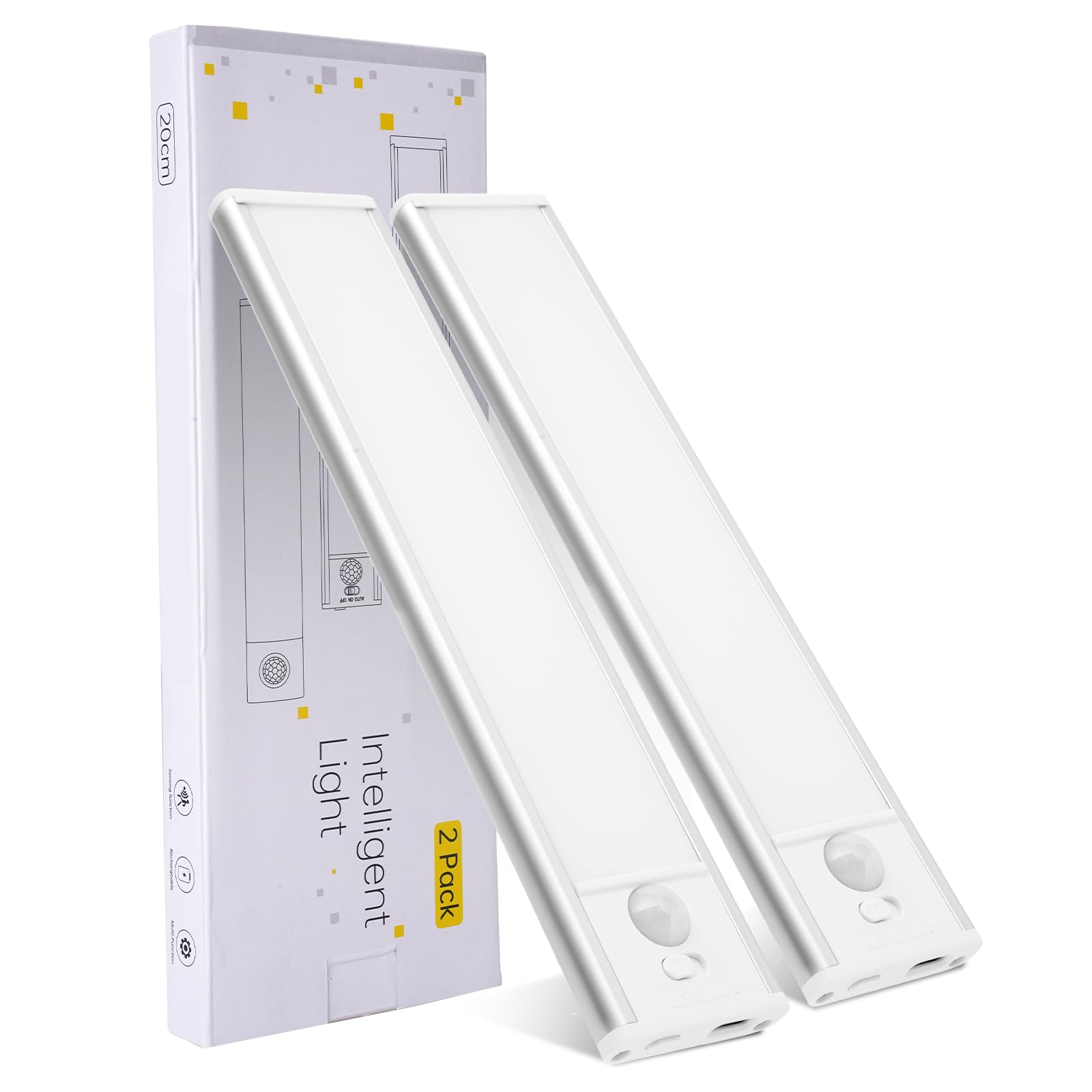 HydeSolar 8 inch Under Cabinet Lighting, 1100mAh Rechargeable Motion Sensor Light with 3 Color Temps, Dimmable USB-C Closet Ligh