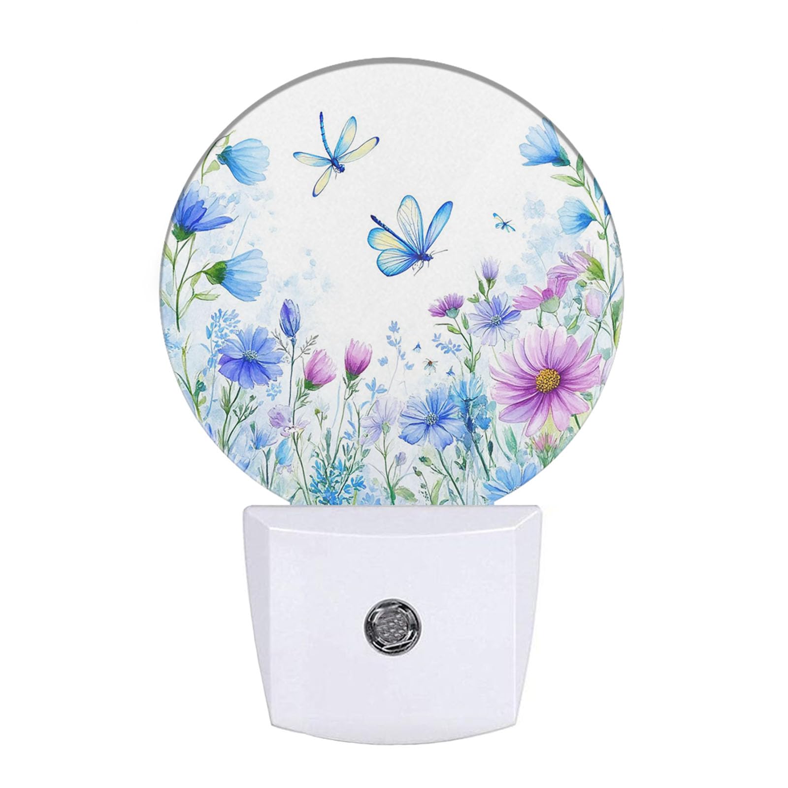 EKOBLA Floral Butterfly Plug-in Nightlights Wildflowers & Butterflies Spring Garden Night Light with Auto Sensor LED Lighting fo