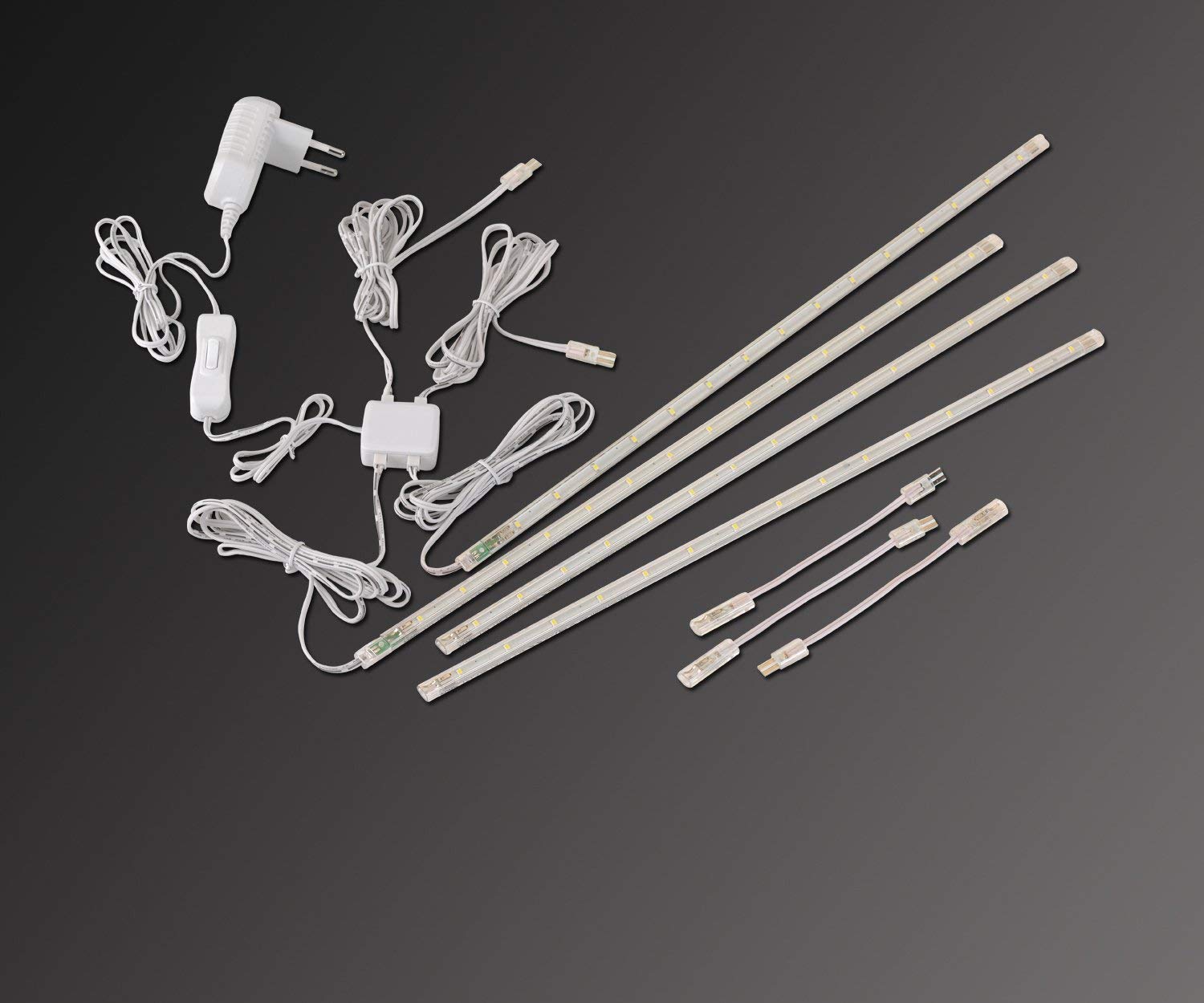 Cefrank LED Display Light Bar Kit - 4x 16in Linkable Strip Lights - Cool White 6000K - Plastic - Model H9-135W