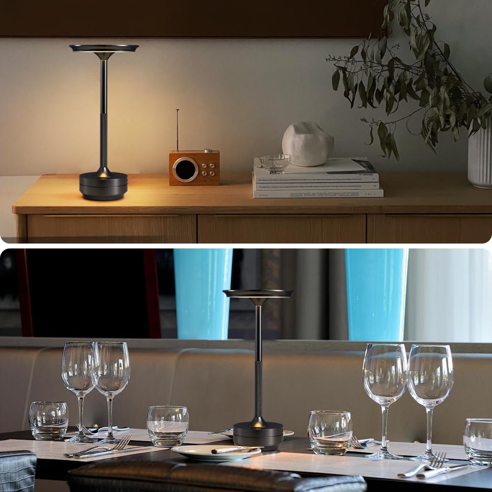 Rechargeable Cordless Table Lamps, Portable 5000Mah Outdoor Table Light, 3 Color Stepless Dimming Led Bedsidetable Lamp With Mem