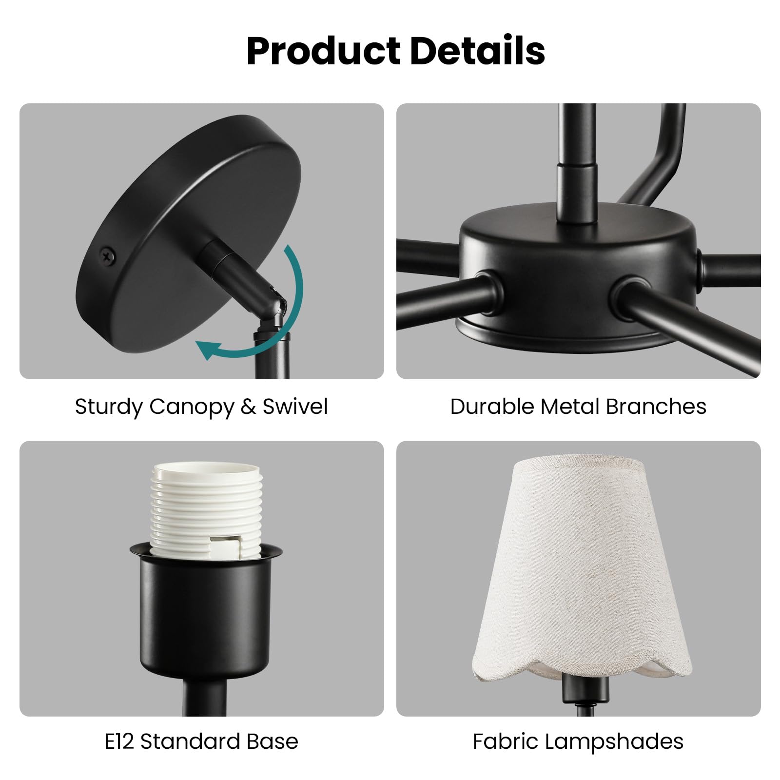 Kaisite Black Chandelier For Dining Room - 5-Light Farmhouse Dining Room Light Fixture Over Table Industrial Kitchen Lighting Fixture Ceiling Hanging Chandelier For Bedroom Living Room Foyer Entryway