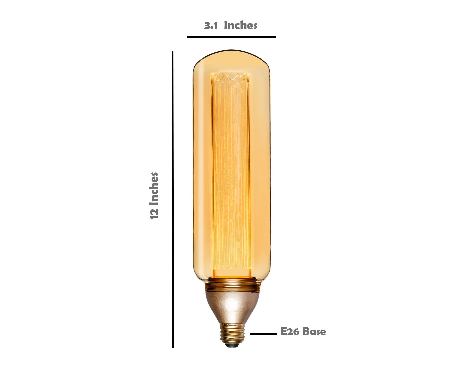 Next Glow LED Light Bulb E26, 8W Amber Acrylic Pillar, 2000K Warm Glow, Non-Dimmable, Ideal for Home Decor & Pendant Fixtures