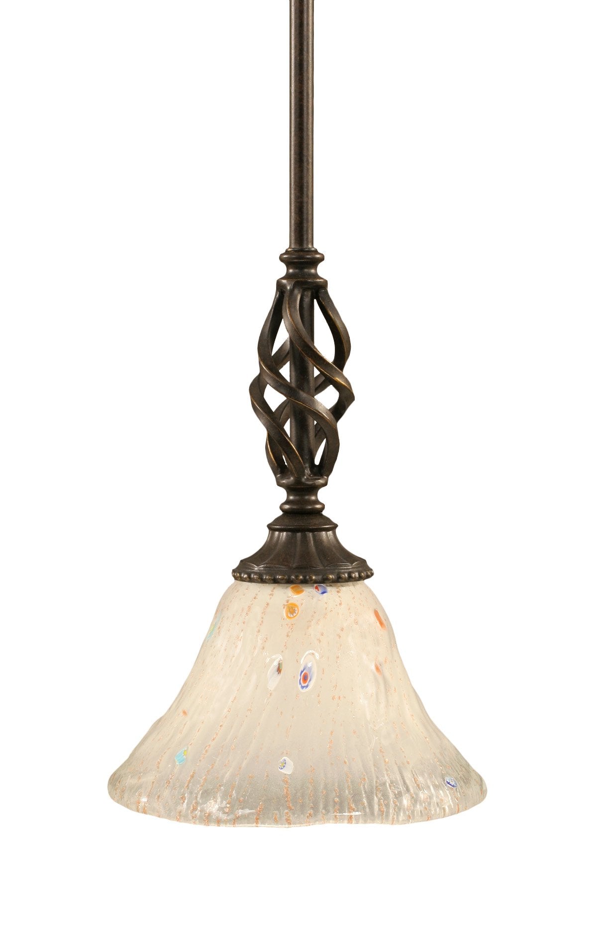 Toltech Lighting 80-DG-751 7-Inch Elegante Mini-Pendant Dark Granite Finish with Frosted Crystal Glass Shade