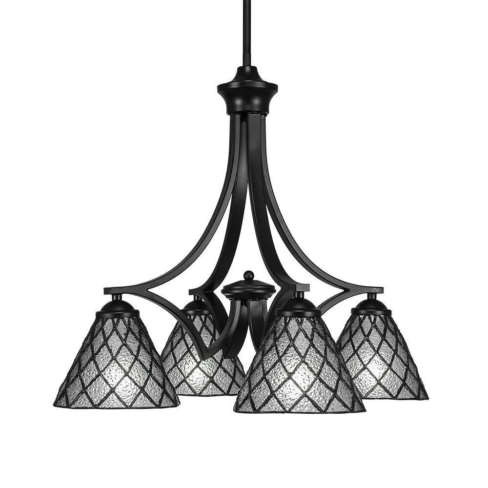 Toltec Lighting Zilo 4 Light Chandelier in Matte Black (568-MB-9185)