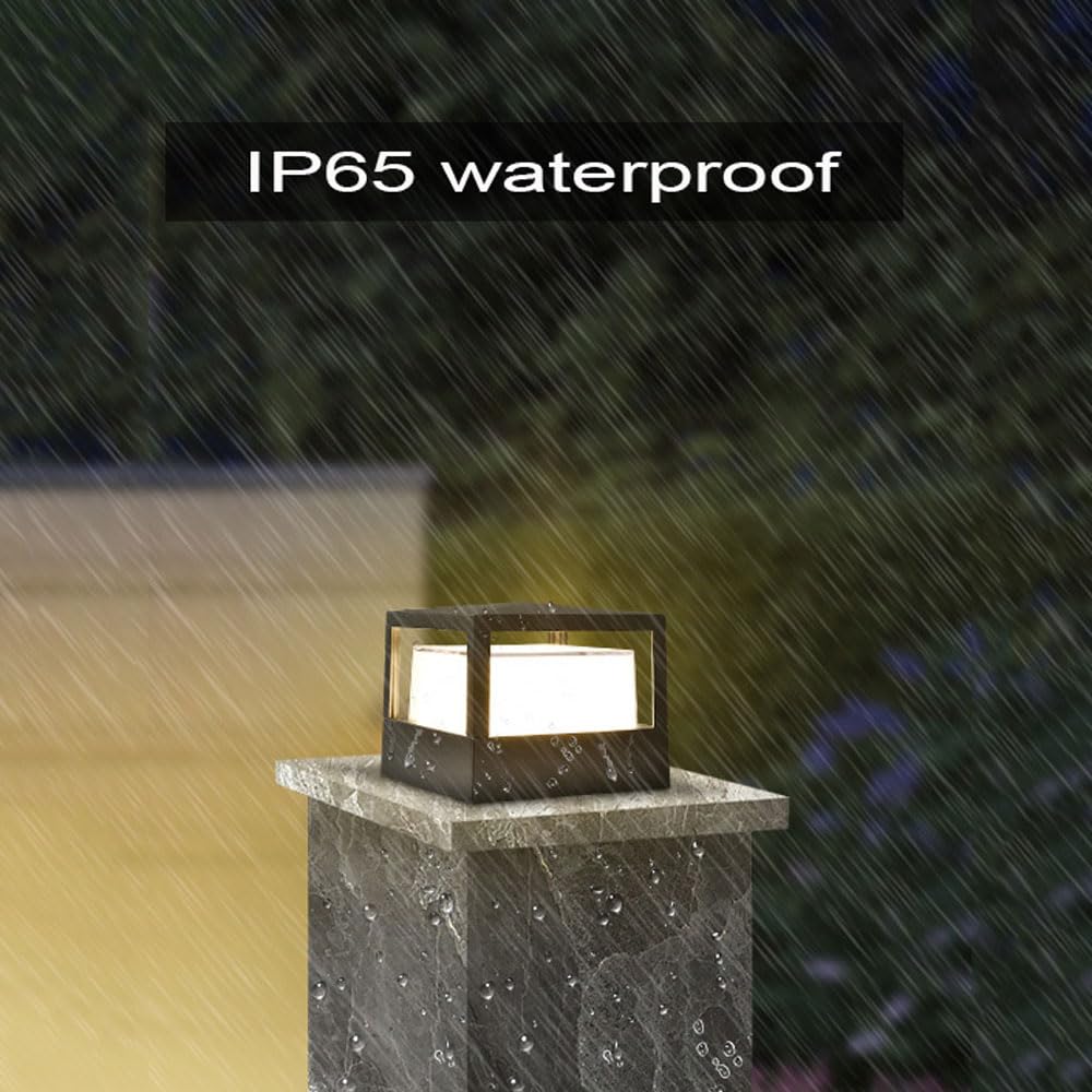 Dahgeo 2 Pack Black Outdoor Post Cap Light - Modern Energy Saving Aluminum Pillar Lamp