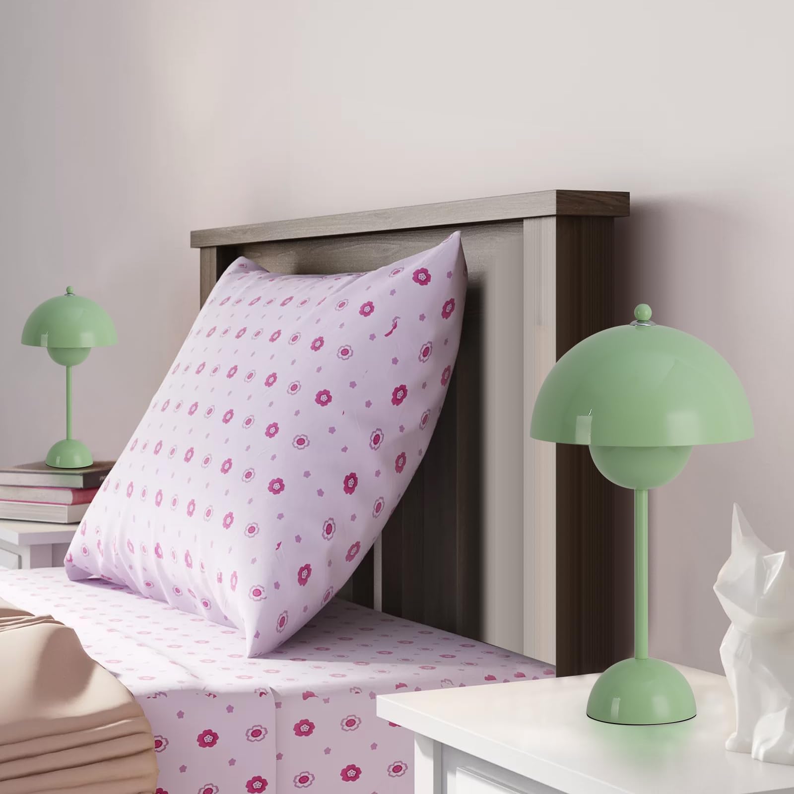 COSYLUX Small Table Lamp for Bedroom, Dome Shade, Pastel Green, Ideal for Living Room, Kids Room, Study, Office, Nightstand
