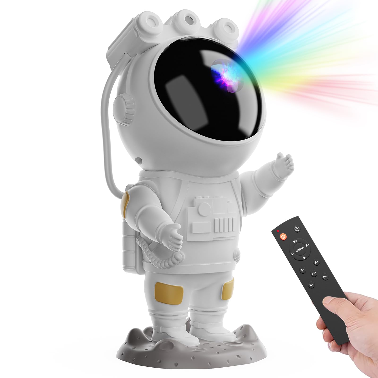 MYSTILUCK Astronaut Star Projector LED Lamp with Timer & Remote Control, White, Model IGB-B55, Kids Room Decor