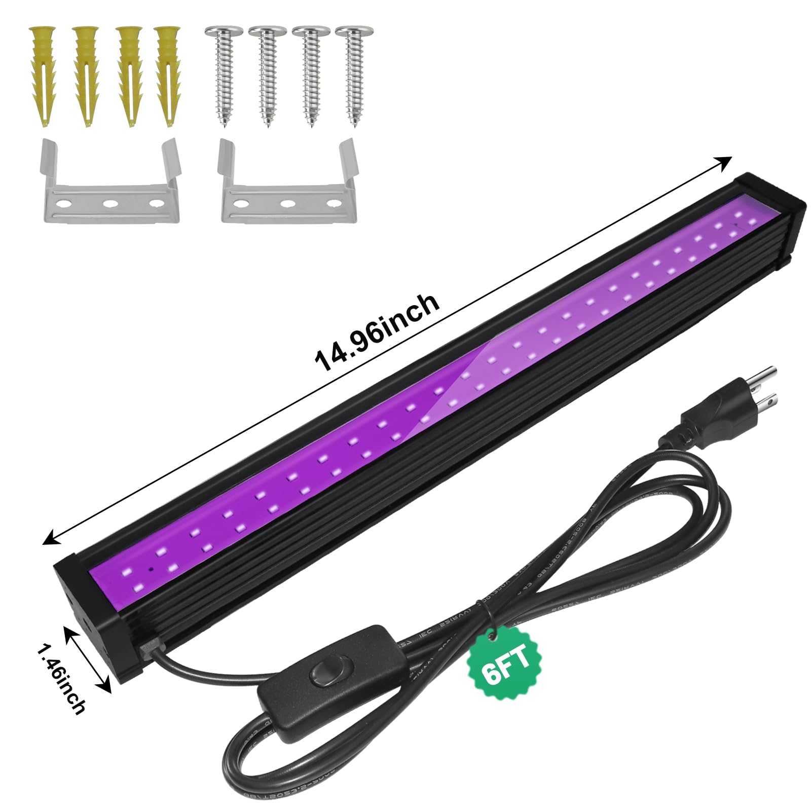 Ycponggon Upgraded 1 Pack 24W Led Black Light Bar  Black Lights Party Supplies For Halloween Glow Fluorescent Party Bedroom Game Room Body discomfort-reducingt Stage Lighting