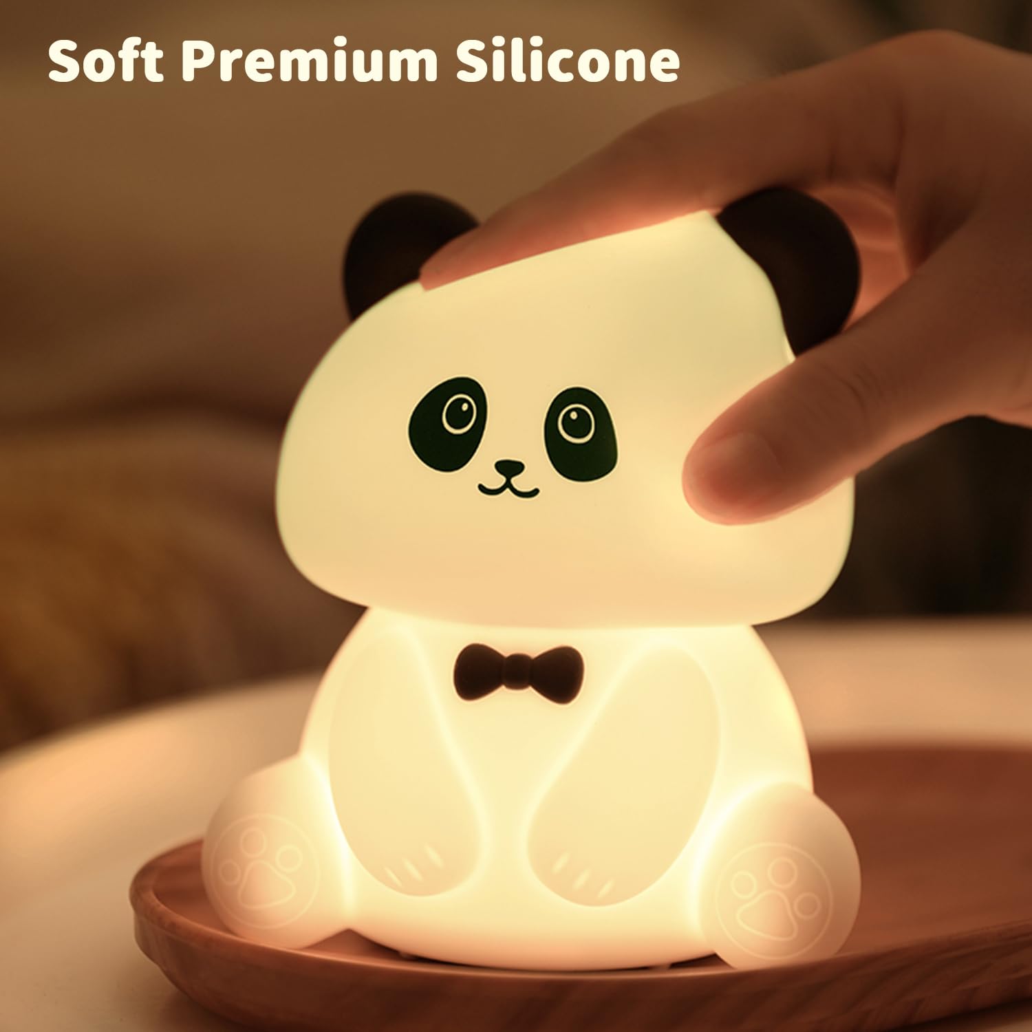 Bestfaith Cute Panda Night Light  Led Squishy Night Lamp  7 Colors Dimmable Nursery Nightlight For Kids  Rechargeable Touch Lamp  Dorm Decor  Kids Funny Gifts (Panda)