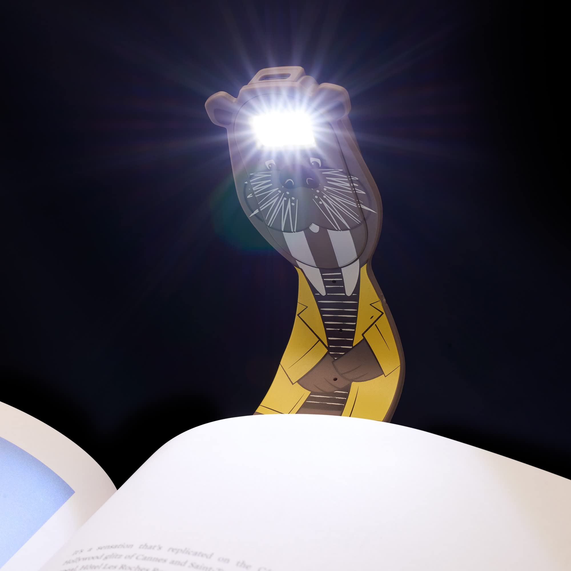 Gifts for Readers & Writers Flexilight Rechargeable Reading Light - LED Clip-On Bookmark Lamp, Walrus Color, Model 2