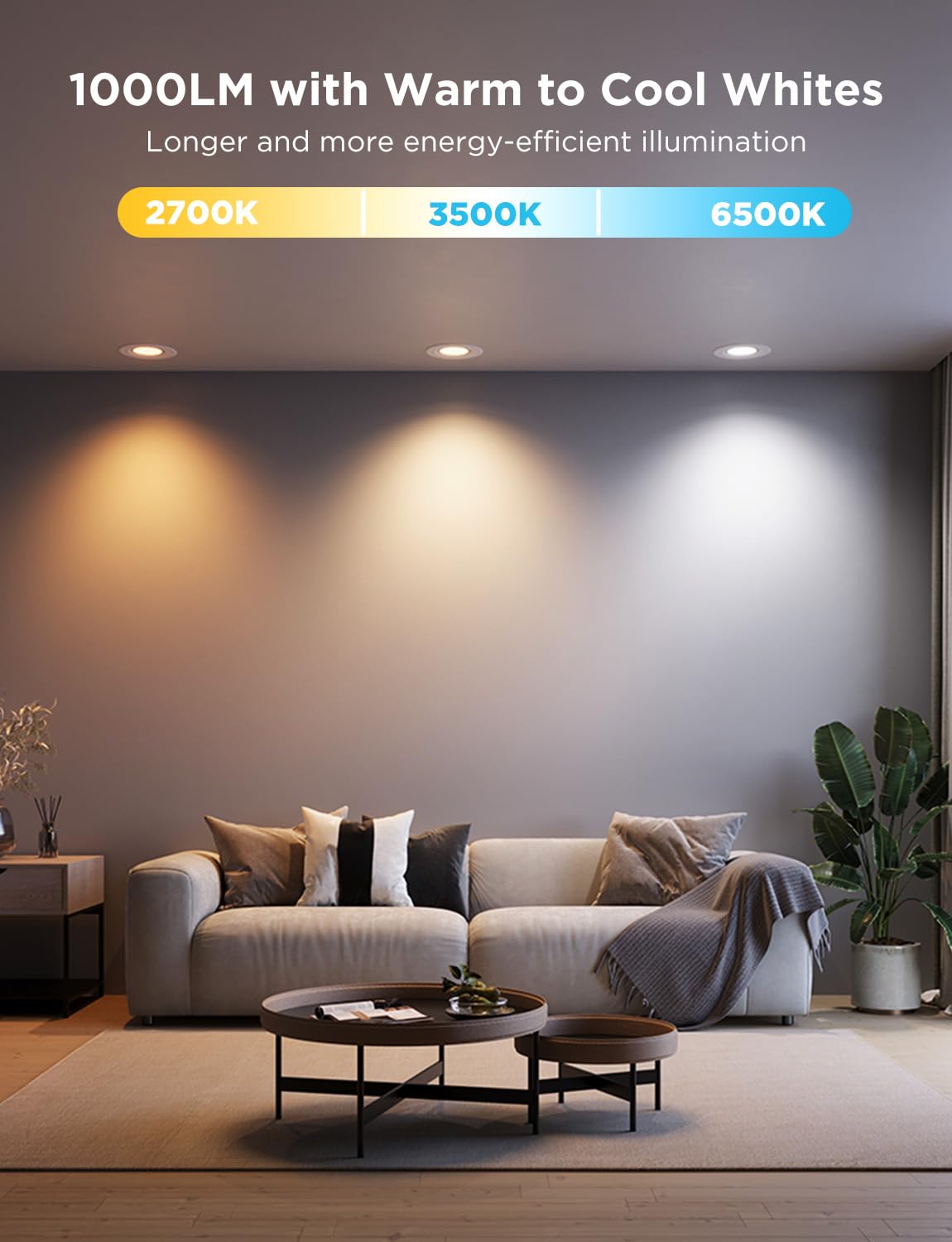 Govee Smart Retrofit Recessed Lighting 6 Inch, Wi-Fi Bluetooth, 1000 Lumens, 6 Pack, RGBWW, Works with Alexa & Google Assistant