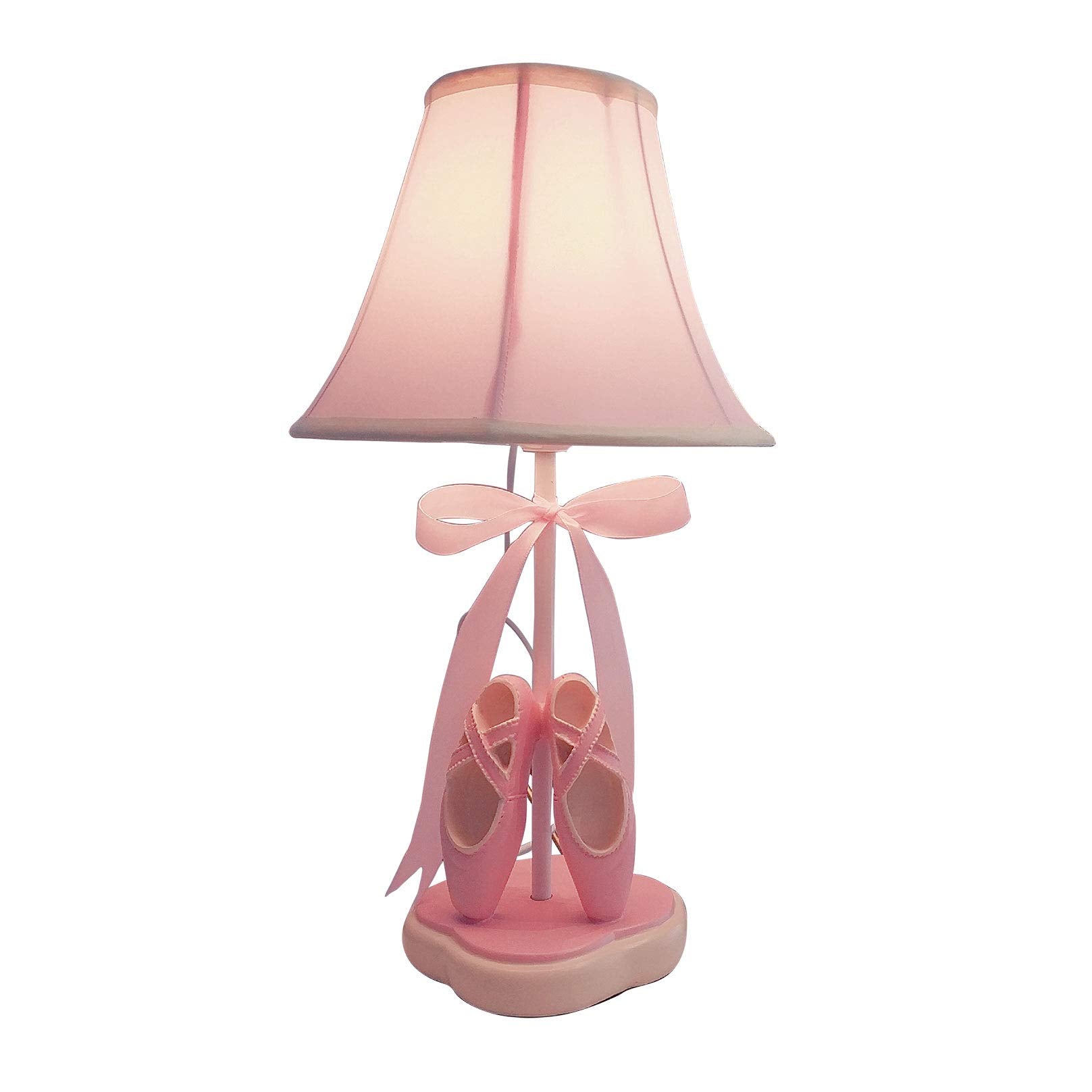 Cozylight Bedside Lamp, Pink Dancing Shoes Design, 14inch Tall Table Lamp with Fabric Stitch Shade for Girls Bedroom D  cor, Inc