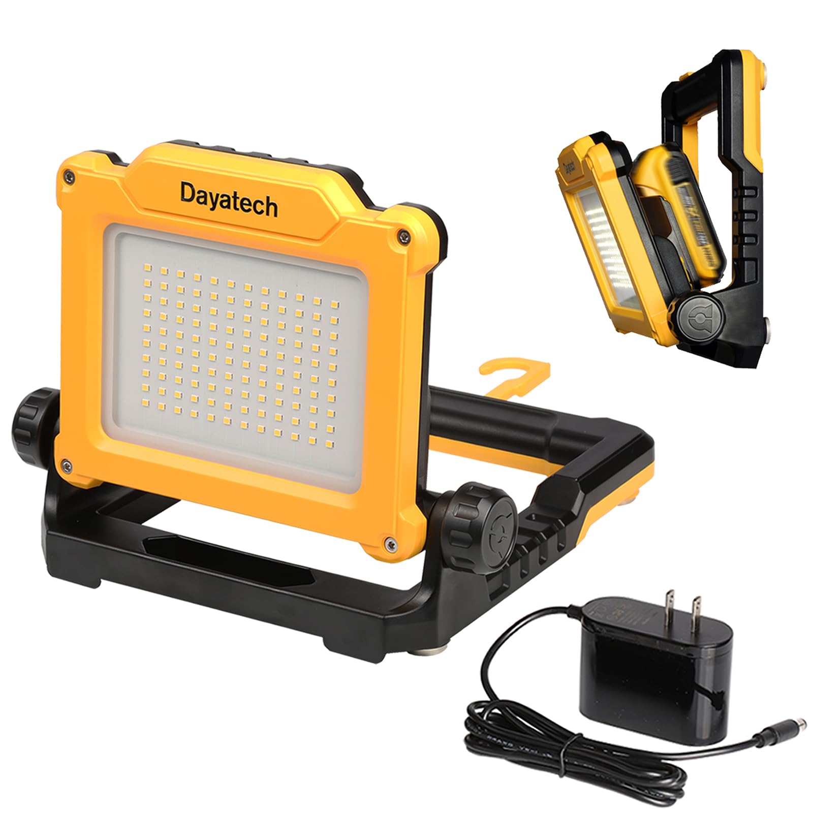 DAYATECH LED Work Light - Rechargeable Portable 4000/2000/1000LM for 7 Brand Batteries - Yellow - ABS Plastic