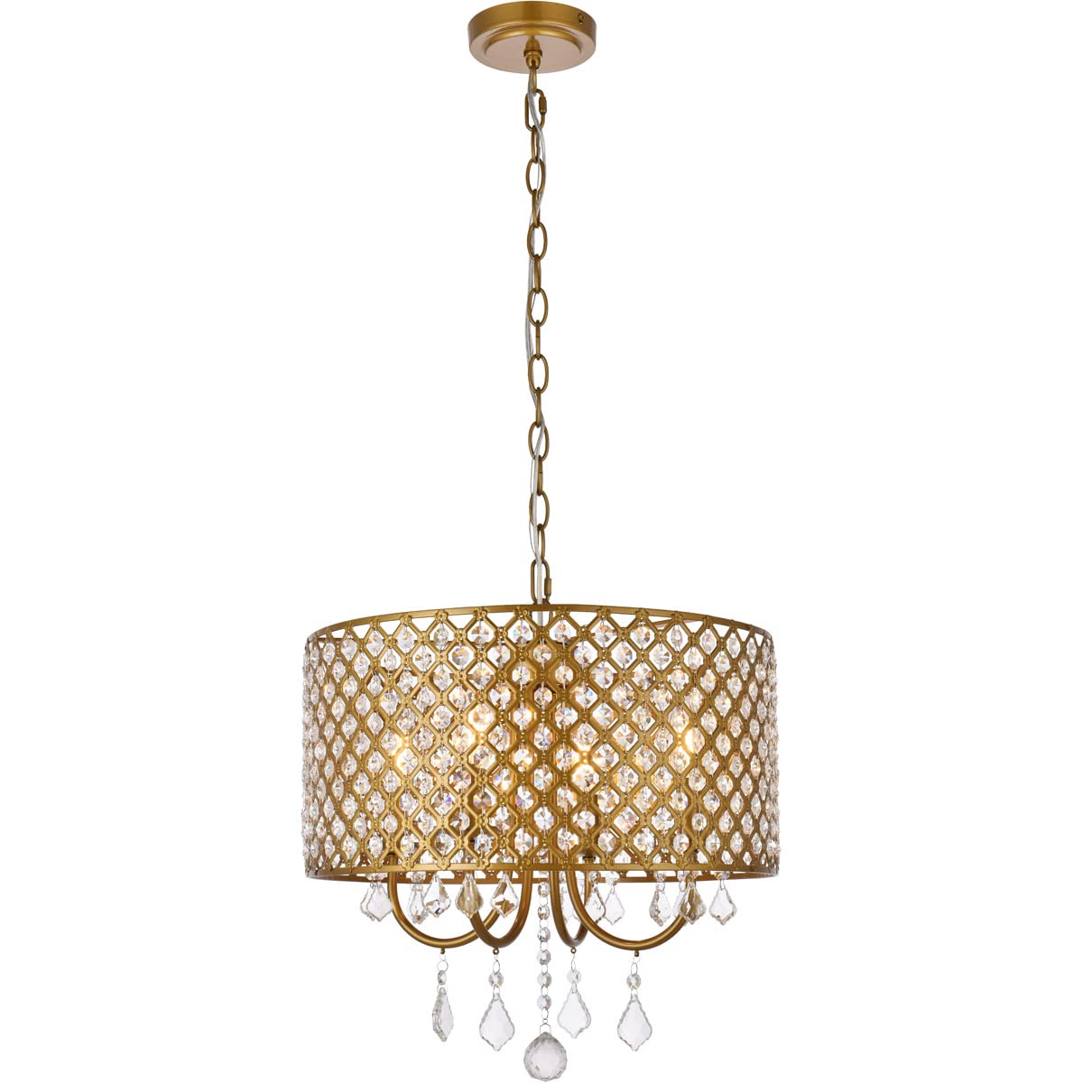 Living District Elise 4-Light Transitional Metal Pendant in Brass Finish