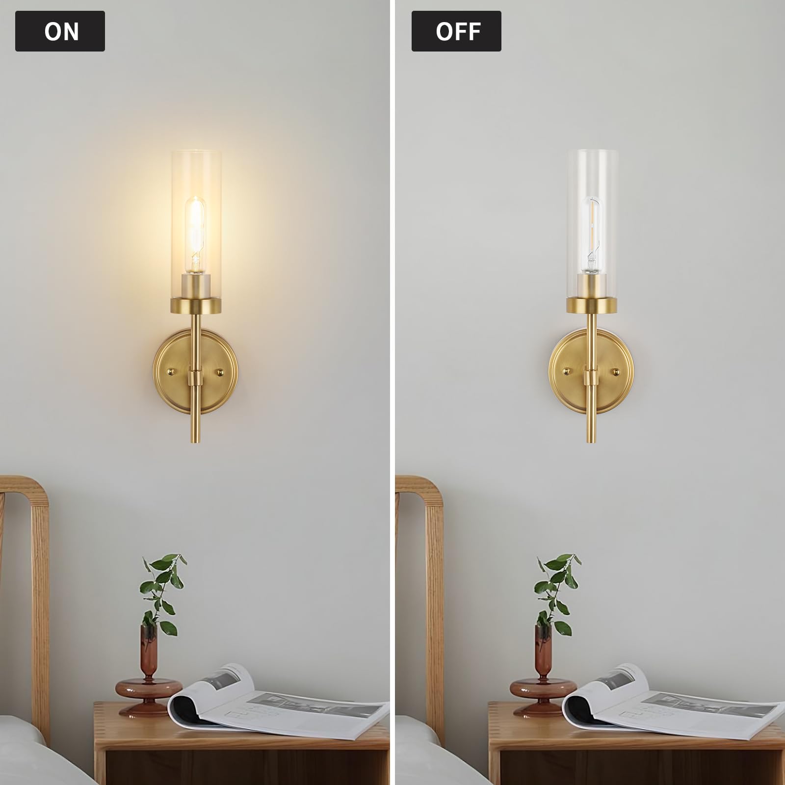 Wilon Gold Wall Sconces Set Of 2, Vanity Lights For Bathroom Sconces Wall Lighting With Clear Glass Shades, Vintage Antique Bras
