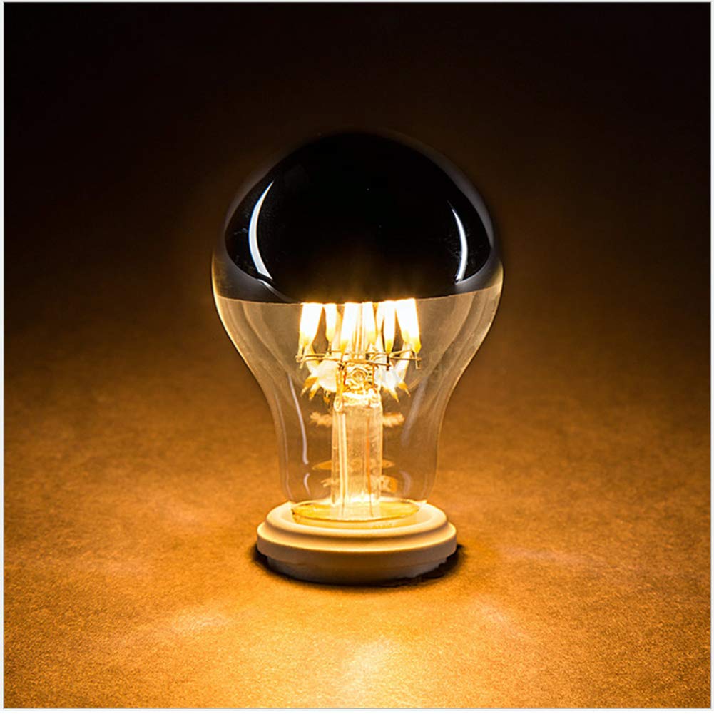 Maotopcom E12 Half Chrome Light Dimmable 4W(40W Equivalent) Led Candelabra Bulbs, Warm White 2700K 400Lm G14(G45) Filament Vinta