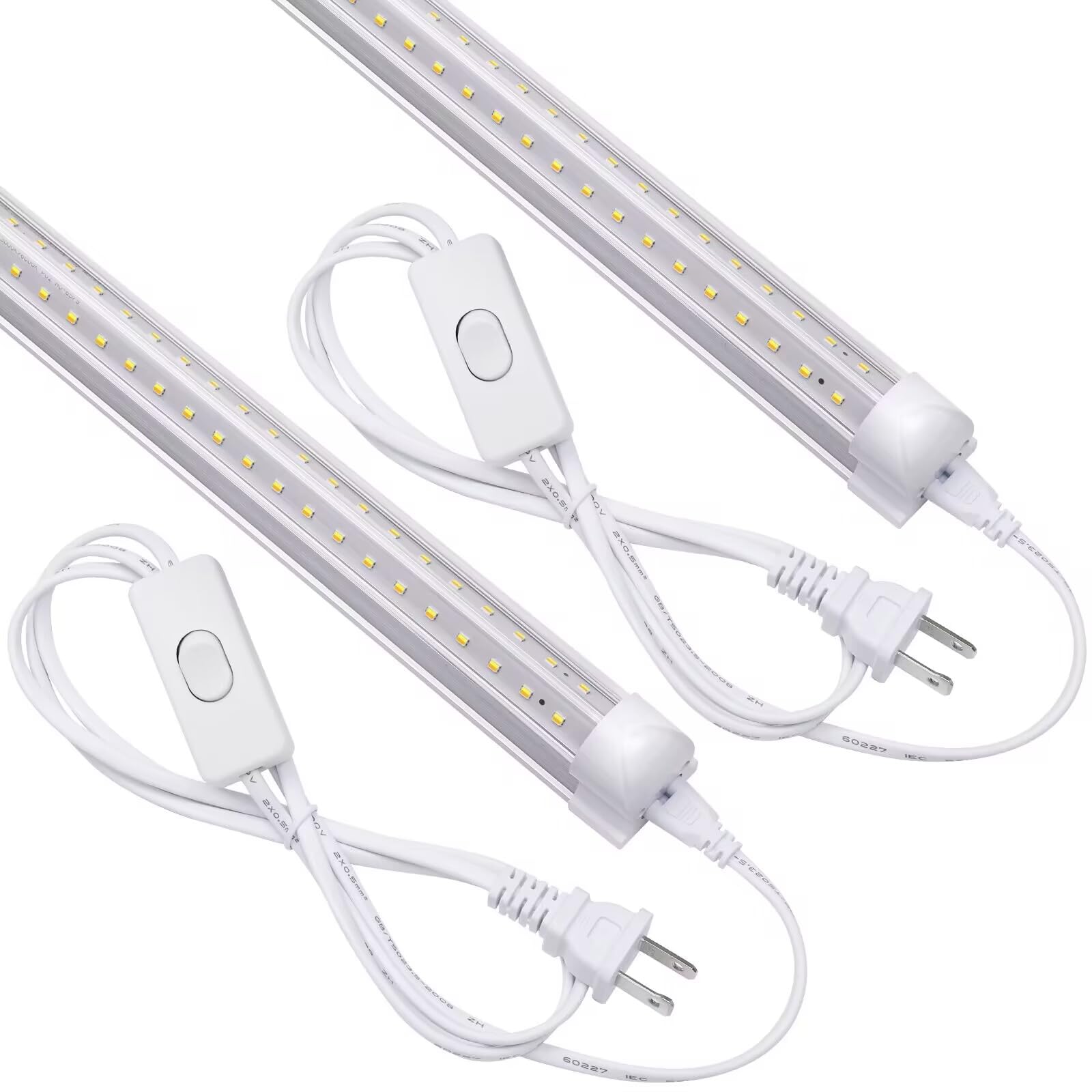 JOMITOP 2FT Led Shop Light 3-Color,20W 3000K 4000K 6000K Led Garage Light Linkable Tube Light T8 LED Light Fixture Ceiling and U