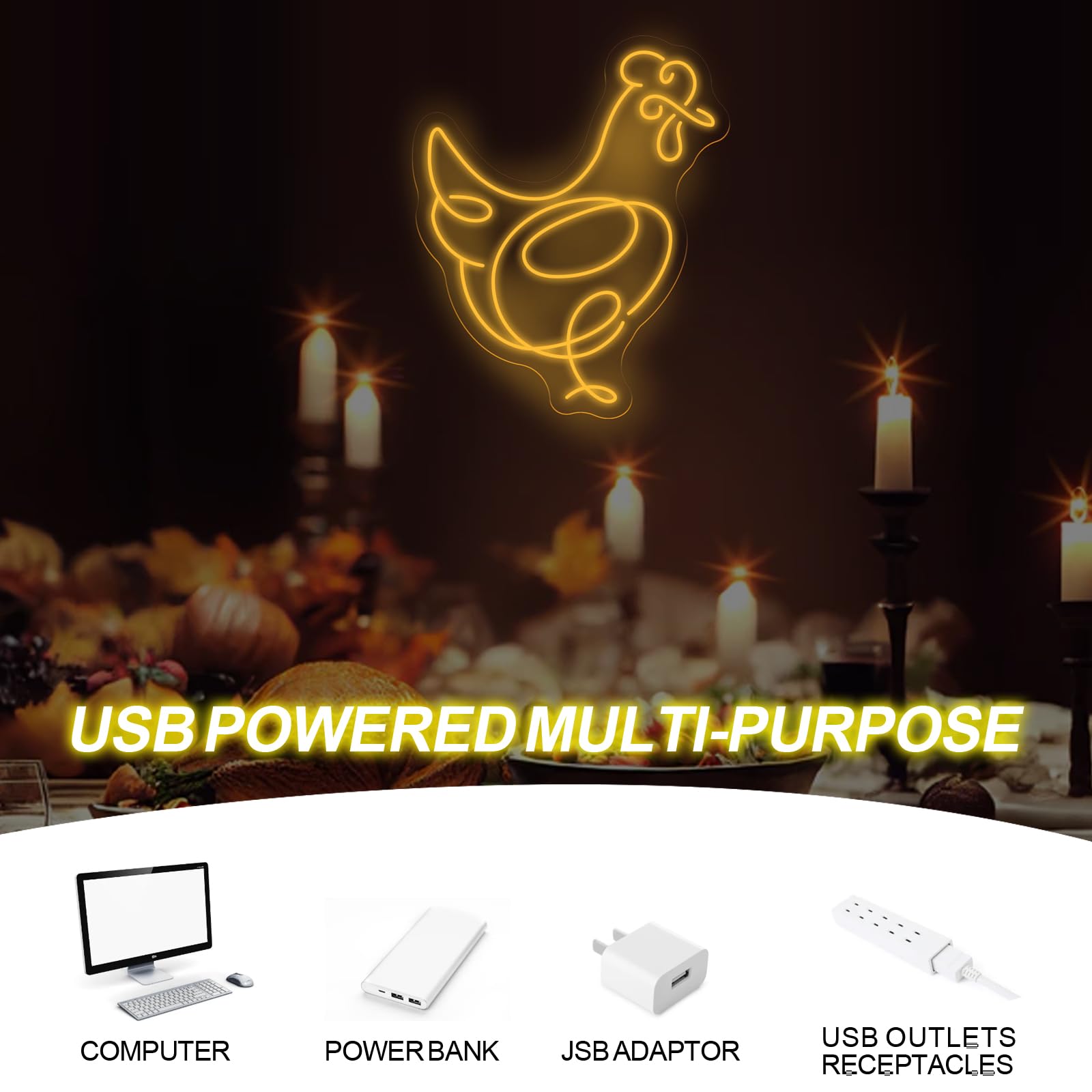 Chicken Neon Wall Sign  Rooster Led Neon Sign  Animal Neon Wall Light  Wild Life Led Wall Light  Hen Home Room Decor For Party Gift Living Room Bedroom Birthday Christmas Thanksgiving Wedding Bar