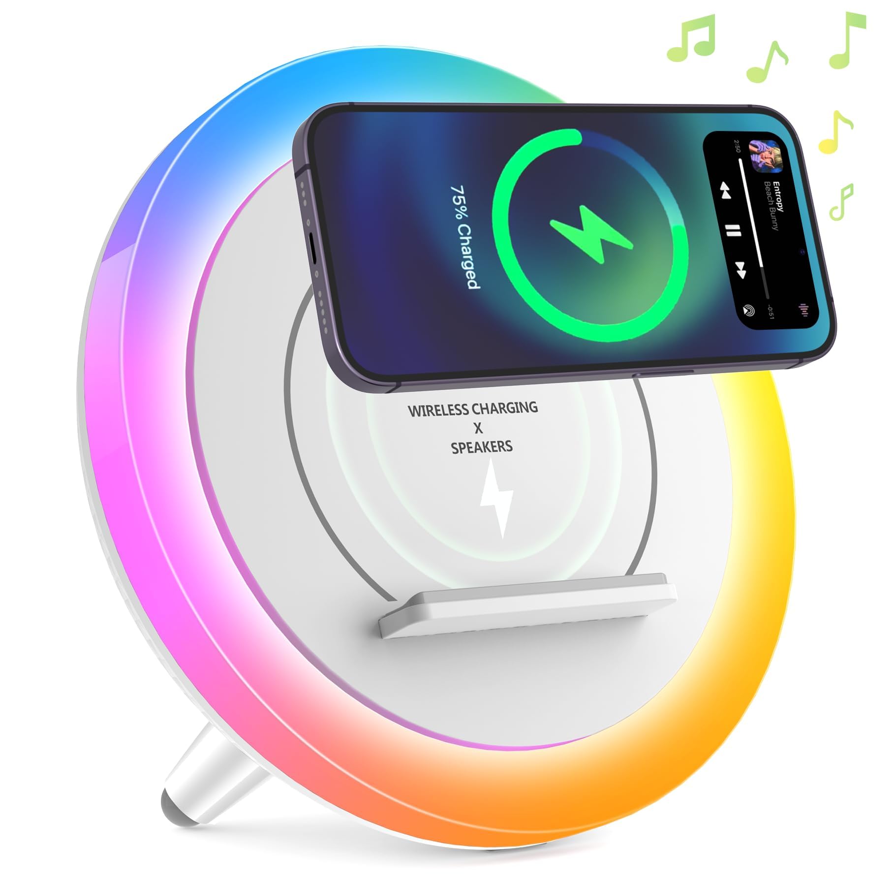 DTIDMI Night Light Bluetooth Speaker,Wireless Charger Stand Led Music Lamp,Color Changing Modern Bluetooth Lamp,Best Teenage Gir