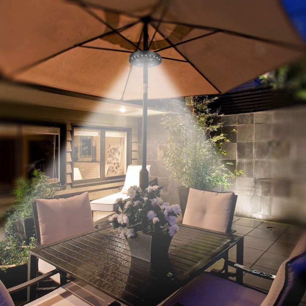 LATME Patio Umbrella Light, Cordless 28 LED, 3 Brightness Modes, Battery Operated, Model POL-Blac, Color Black