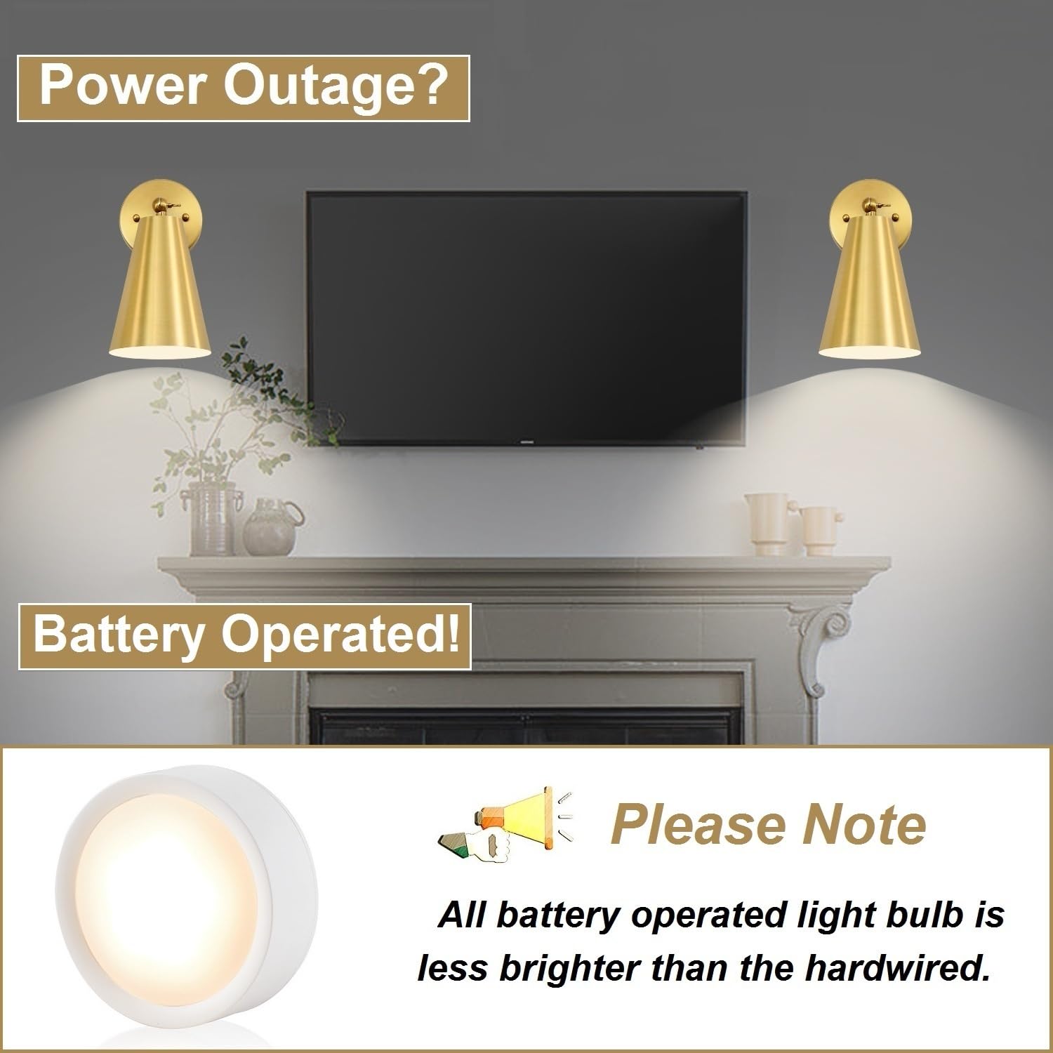 Haultop Battery Sconces Wall Decor Set Of 2, Gold Wall Sconces Battery Operated, Wireless Wall Sconces, Remote Control Battery Operated Wall Sconce For Gallery, Bedroom