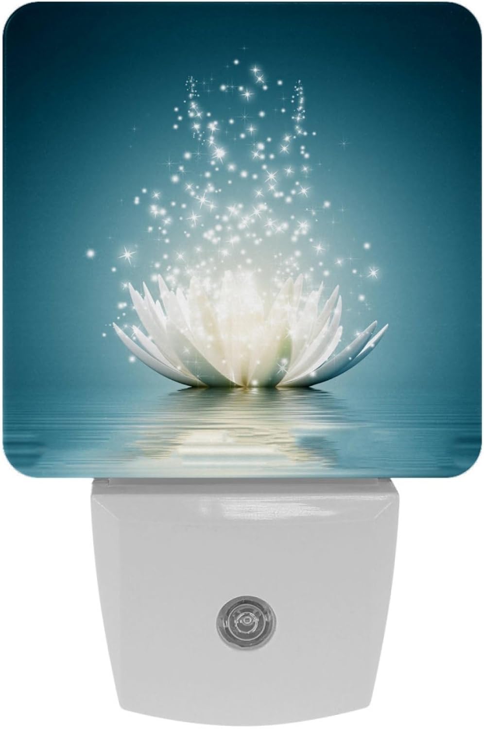 White Lotus Flower Plug-in LED Night Light,Lotus Flower on Water Auto Dusk to Dawn Sensor Nightlights Plug into Wall,White Energ