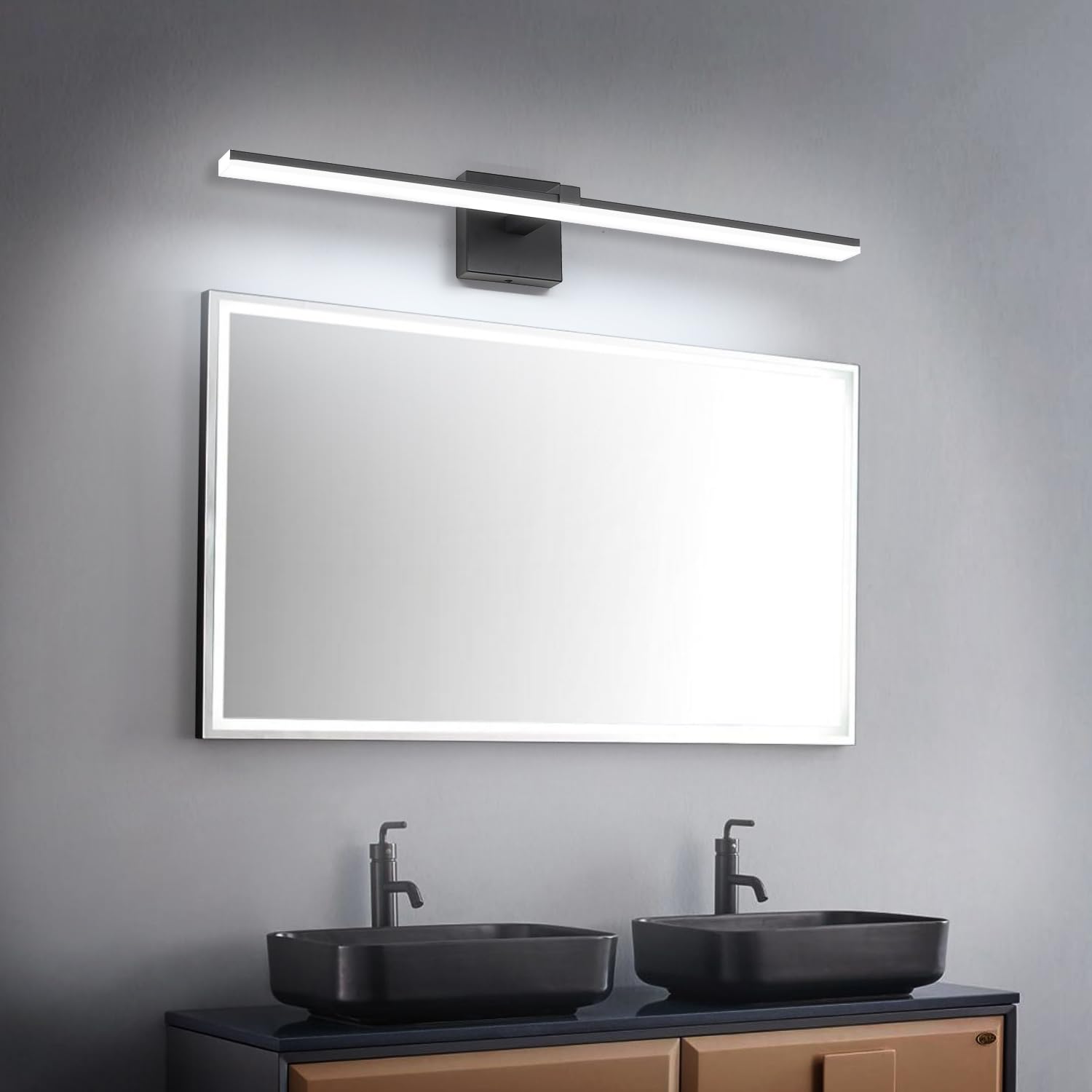 Zuzito 40In Bathroom Light Fixtures Black, Modern Led Vanity Lights Bar For Bathroom 5Cct Dimmable, 28W Lighting Fixtures For Ba