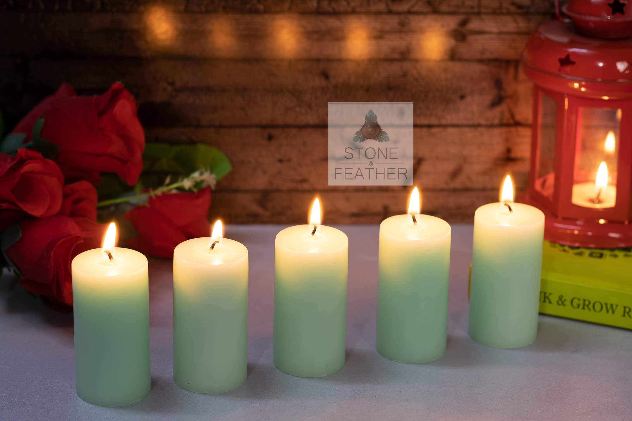 Stone & Feather, (Combo Pack), Scented Candles Lavender, Ocean Breeze and Citronella, Burning Time- 10-12 Hours, for Home Decora