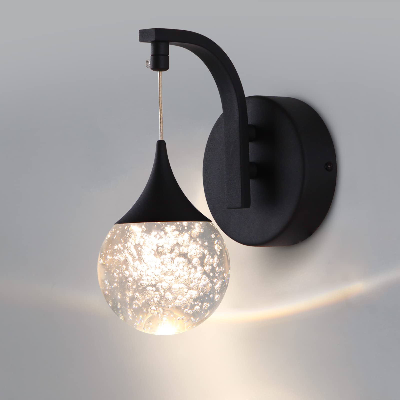 Sedelan Modern Indoor Wall Lamp, Bubble Crystal Wall Sconces, 5W LED Dimmable Wall Light Fixtures for Living Room Corridor Bedro