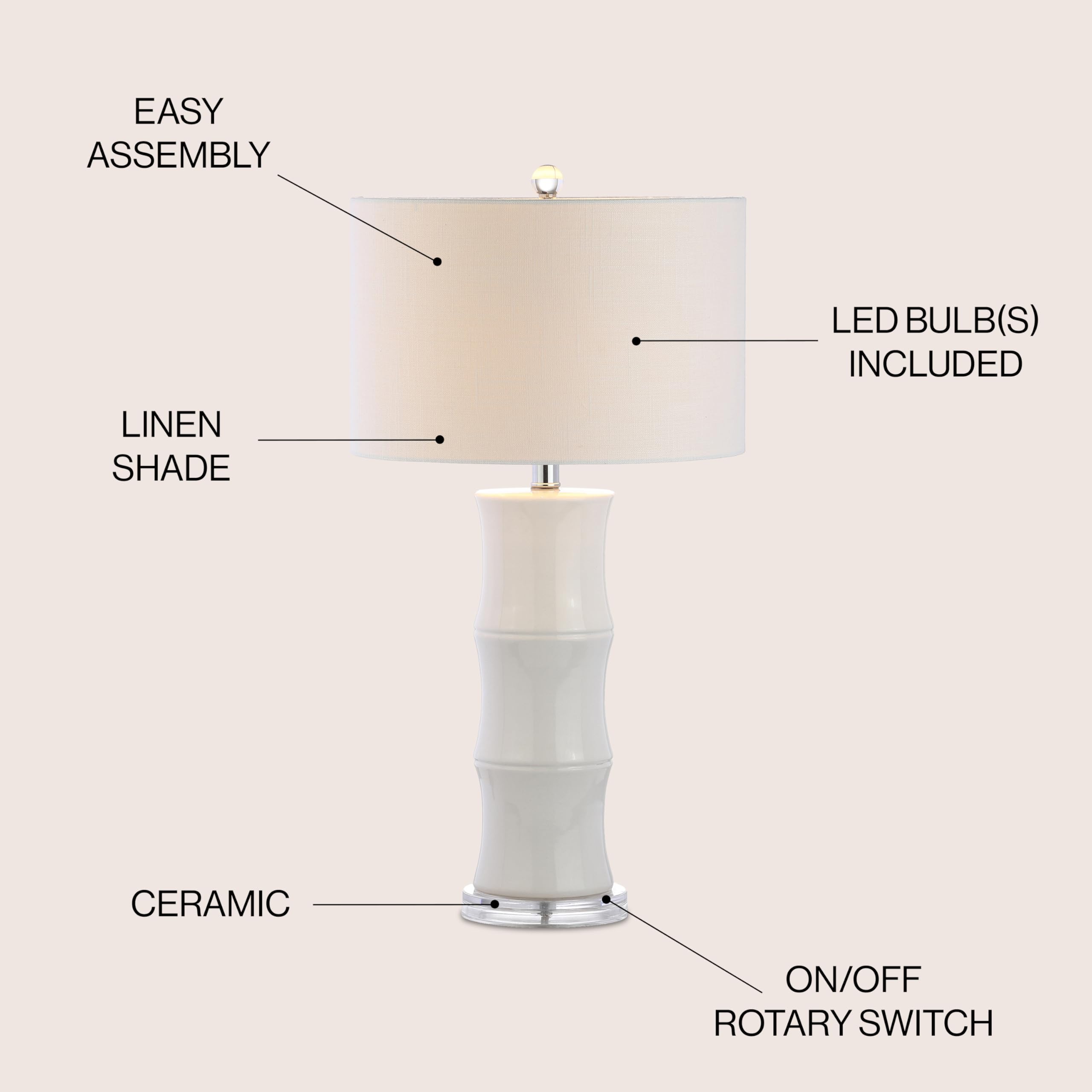 Jonathan Y Jyl3015C Tiki 26.5'' Ceramic Led Table Lamp Contemporary Traditional Bedside Desk Nightstand Lamp For Bedroom Living